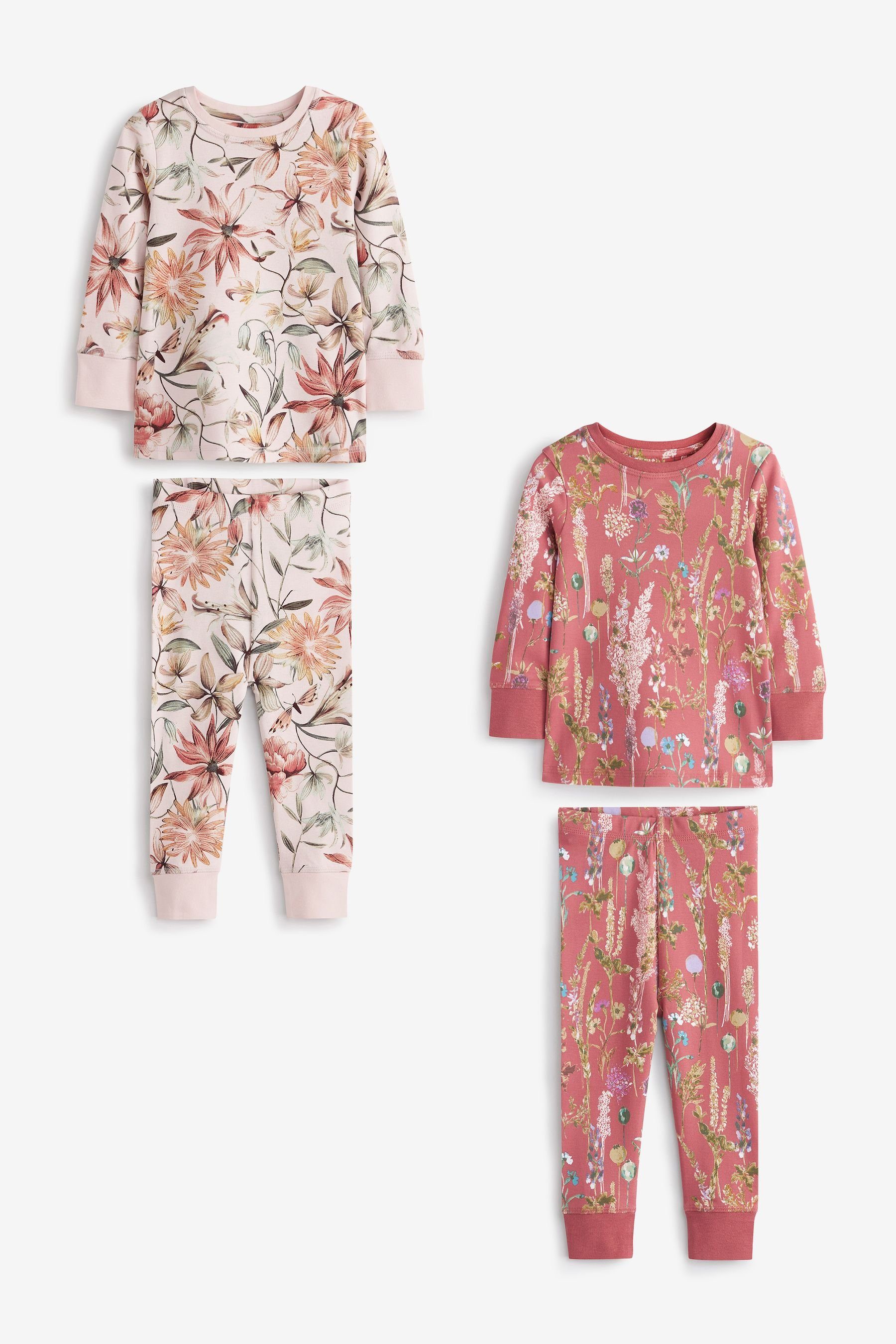 Next Pyjama 2er-Pack Schlafanzüge (4 tlg) Pink/Cream Floral
