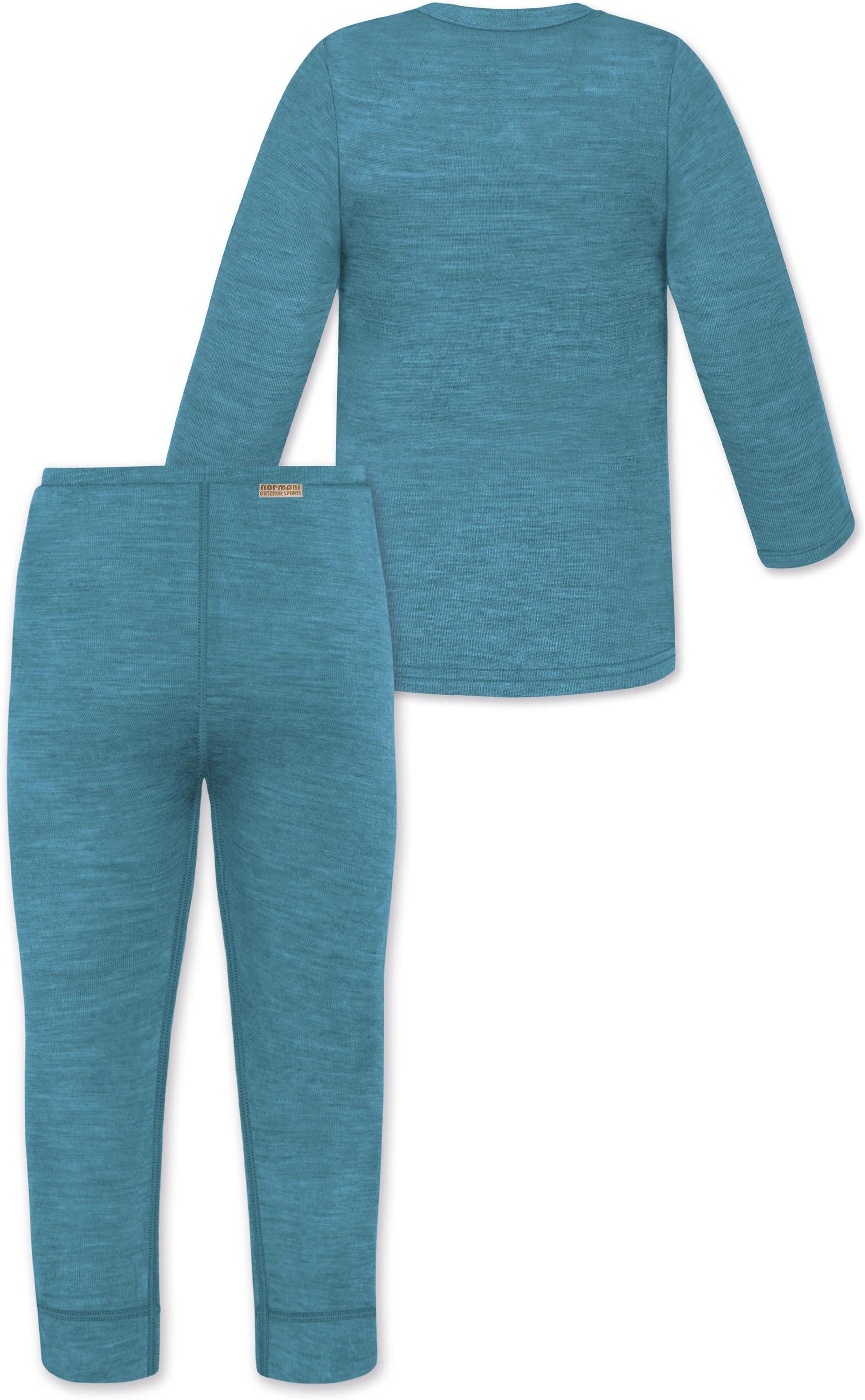 normani Langarmwickelbody Baby Merino Pullover und Merino Hose Baby Winter Unterwäsche Set Feinstrick Pullover und Unterhose