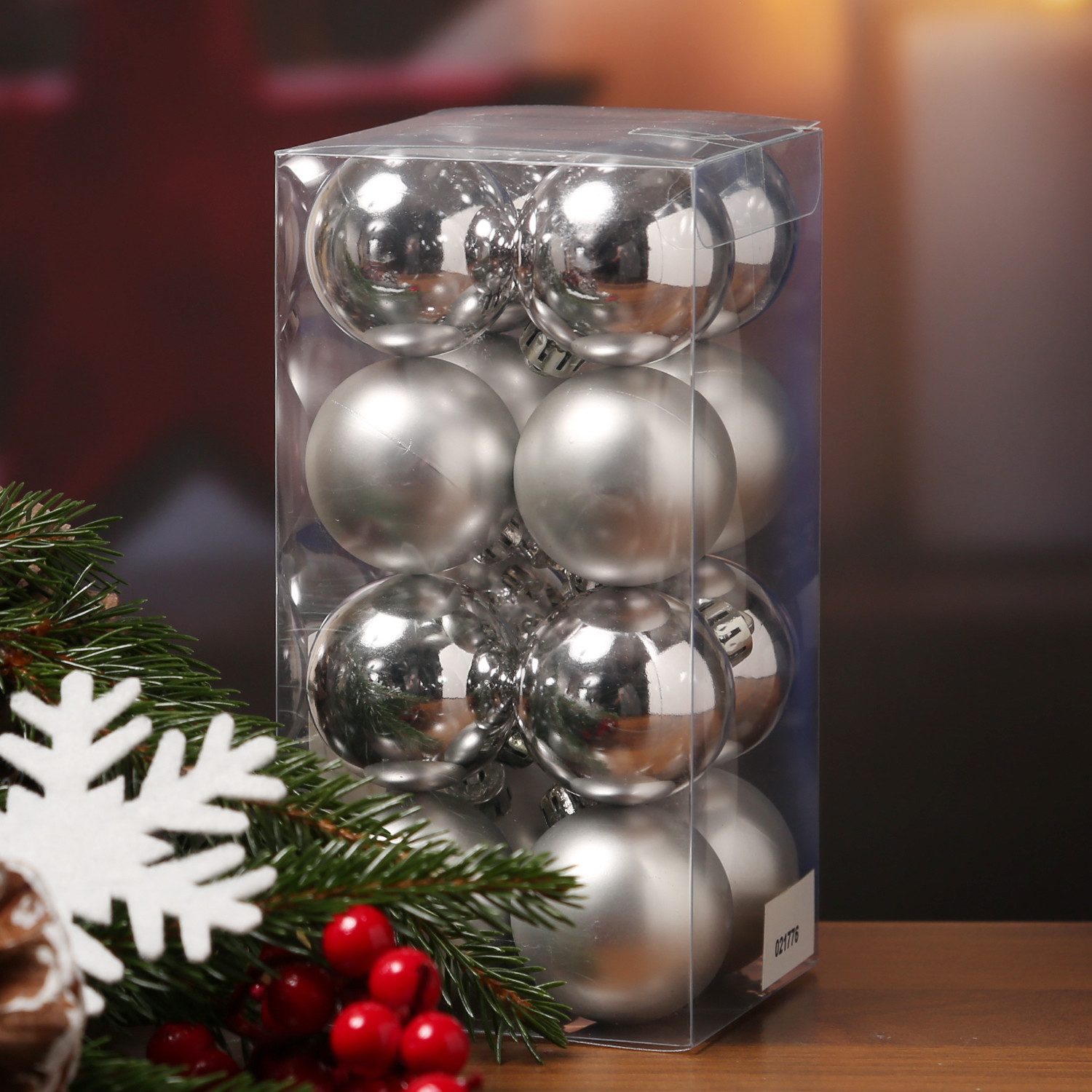 MARELIDA Weihnachtsbaumkugel Christbaumkugeln Weihnachtskugeln bruchfest 4cm silber 16er Set (16 St)