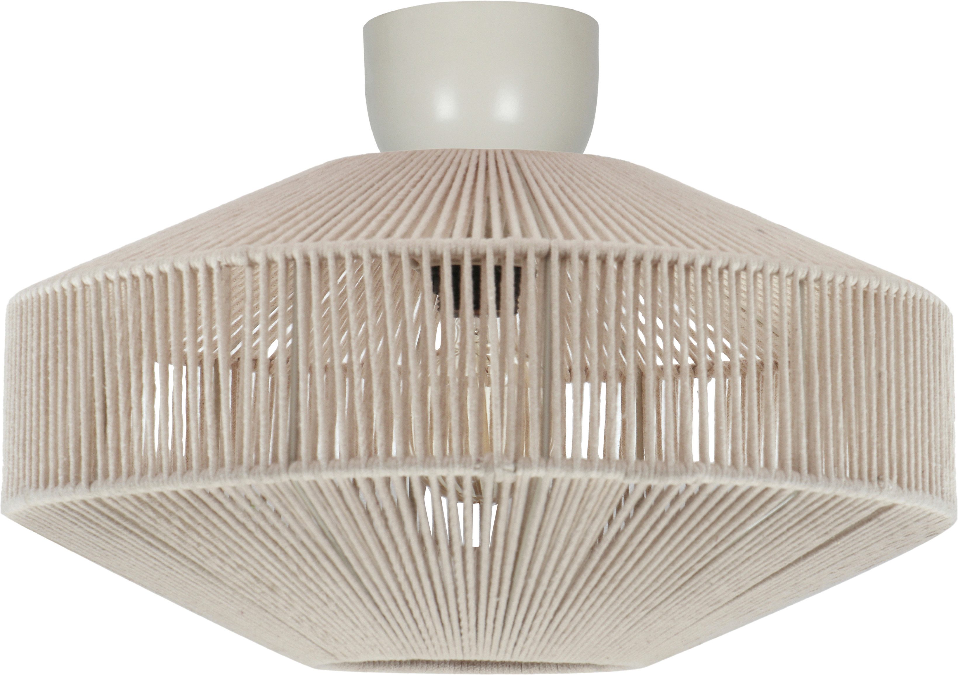 TRIO Leuchten Deckenleuchte SVEA, Deckenlampe beige aus Baumwolle im Boho-Look Ø 46cm Höhe 31 cm, Leuchtmittel wechselbar, warmweiß - kaltweiß, Deckenleuchte Schlafzimmer / Wohnzimmer exkl 1x E27 max 10W
