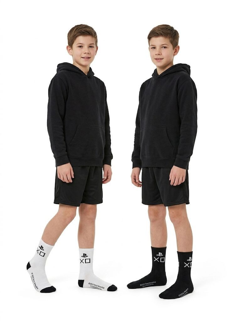 Playstation Feinsocken PlayStation Kindersocken 2er Set Schwarz & Weiß Gaming Socken (Set, 2 Paar) Playstation Kindersocken Doppelpack