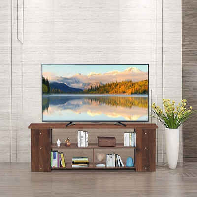 KOMFOTTEU TV-Schrank Fernsehschrank aus Holz für Fernseher bis zu 50 Zoll