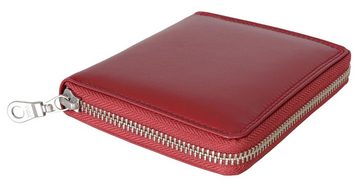 Brown Bear Geldbörse Classic 8009 umlaufender Reißverschluss Unisex Echtleder, 8 Kartenfächer Sichtfach RFID Schutz Farbe Rot