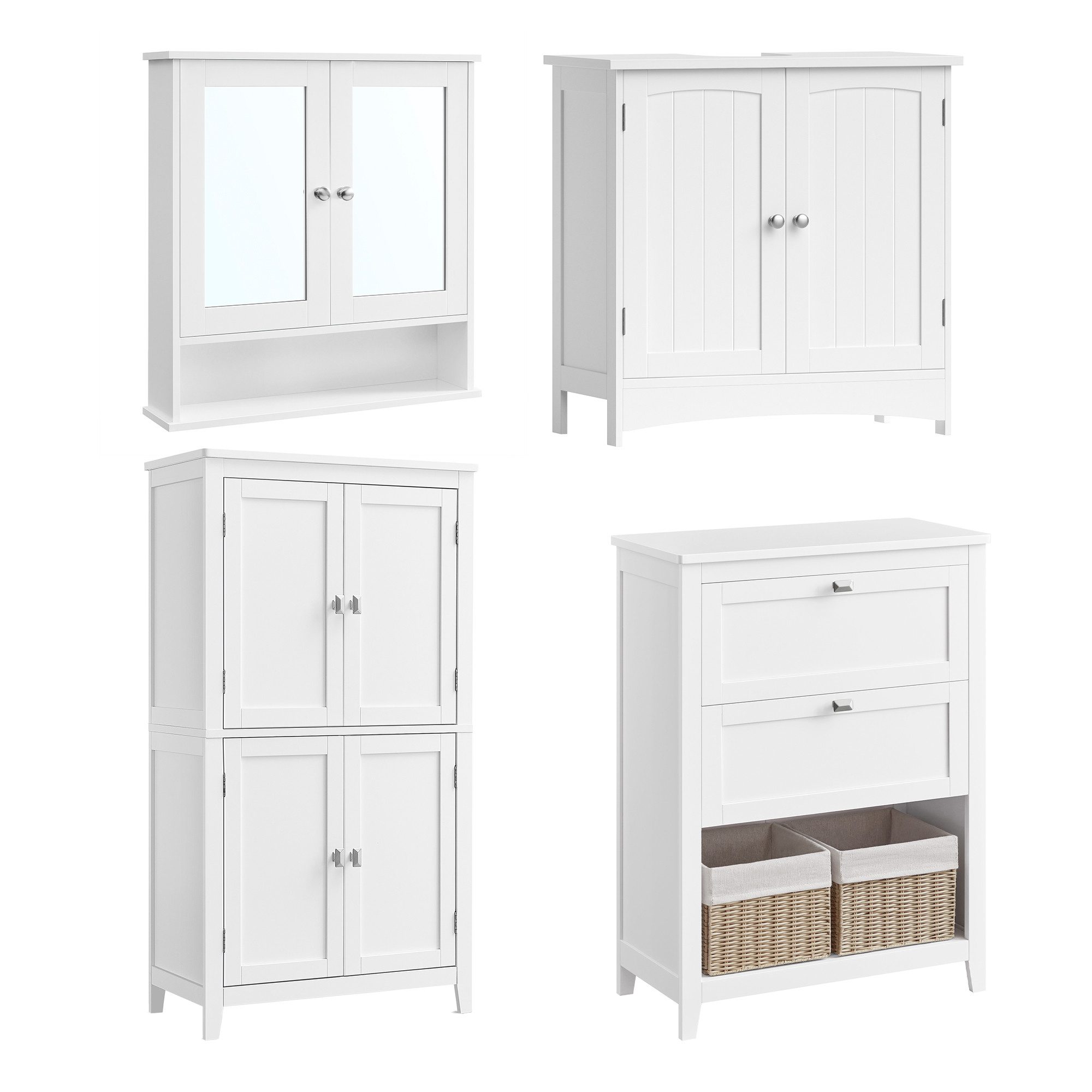 VASAGLE Badmöbel-Set Badezimmerschrank, 2 Badkommode, 1 günstig online kaufen