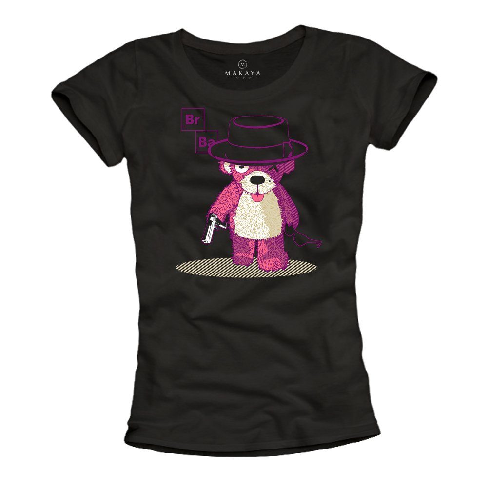 Print-Shirt Damen Bad Teddybär Motiv Heisenberg Teddy TShirt Frauen Cool