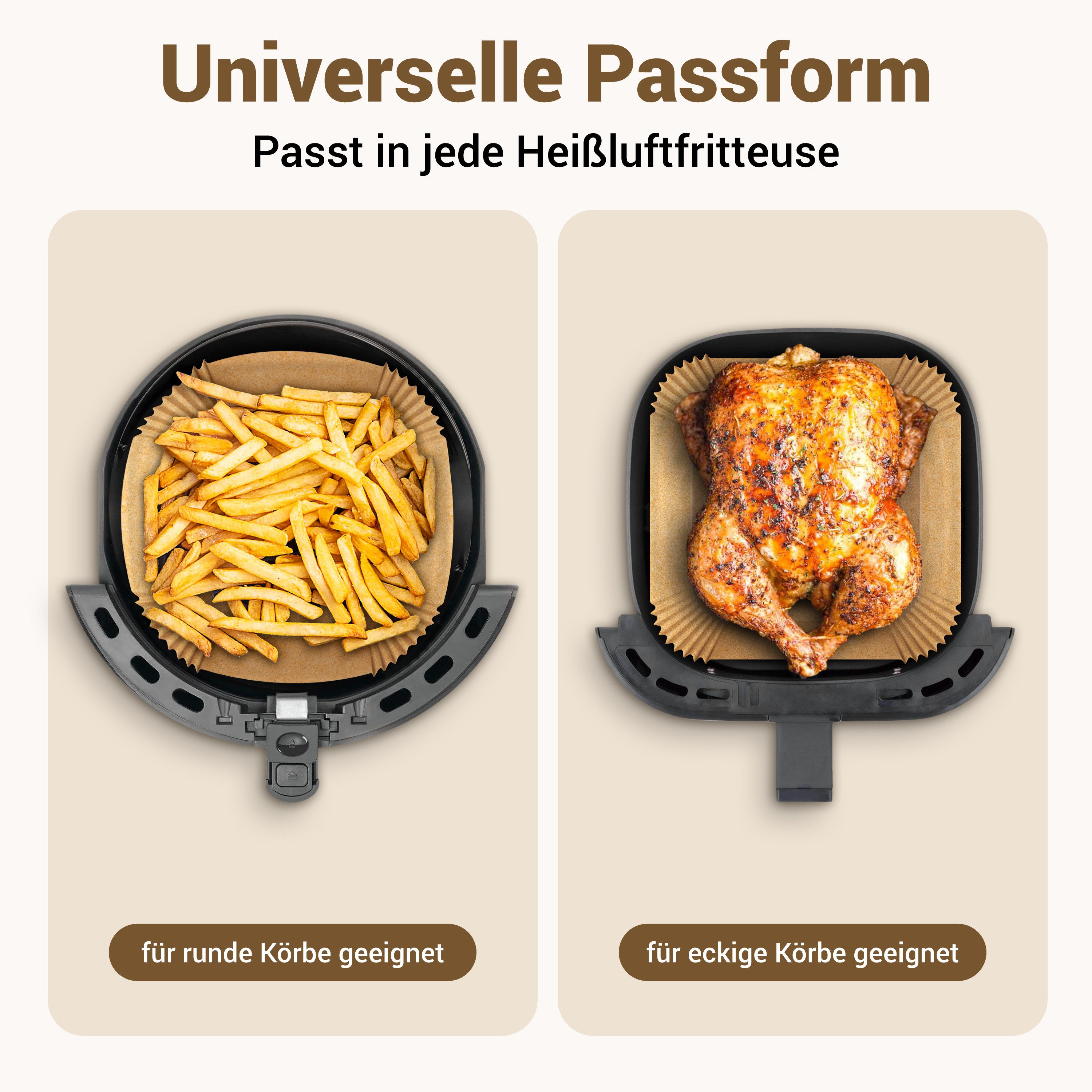 Smart-Planet Backpapier Backpapier Smart-Planet für Heißluftfritteuse 125 Stück - 16-20cm, Antihaft-Beschichtung