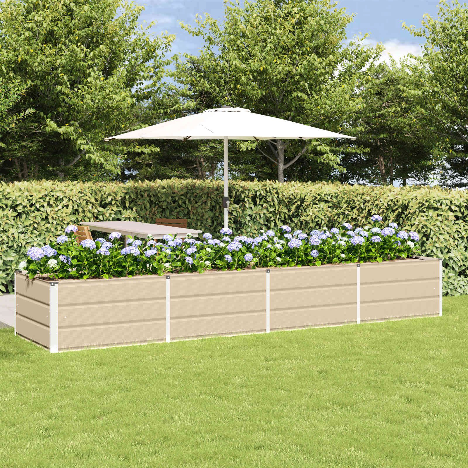 vidaXL Blumentopf Pflanzkübel Elfenbein 320 x 80 x 45 cm Stahl (1 St)