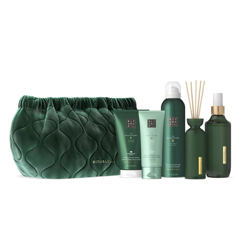 Rituals Pflege-Geschenkset Rituals Jing Geschenk-Tasche L – 5-teilig für Ruhe & Entspannung, 5-tlg., Beruhigendes Jing Geschenk-Set L mit Jujube & Lotus