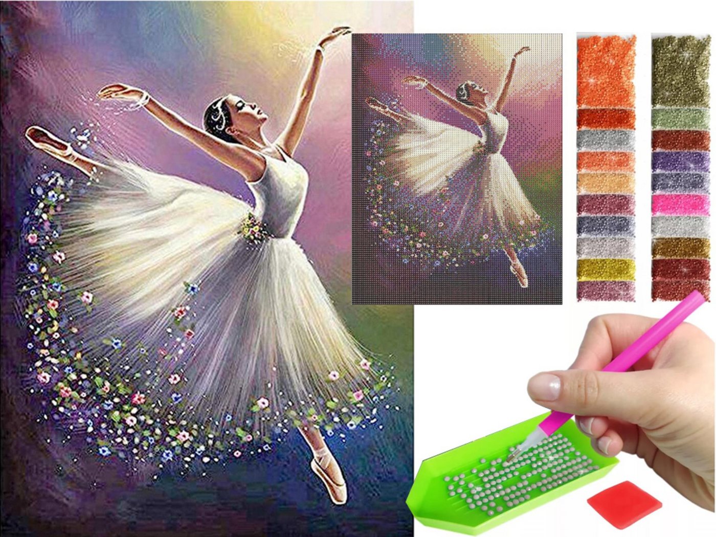 Thumbnail - Verkgroup Malen nach Zahlen 5d Diamantgemälde - Die Ballerina Tänzerin Ballet (5d Diamond Painting-Set, 5d Diamond Balle...