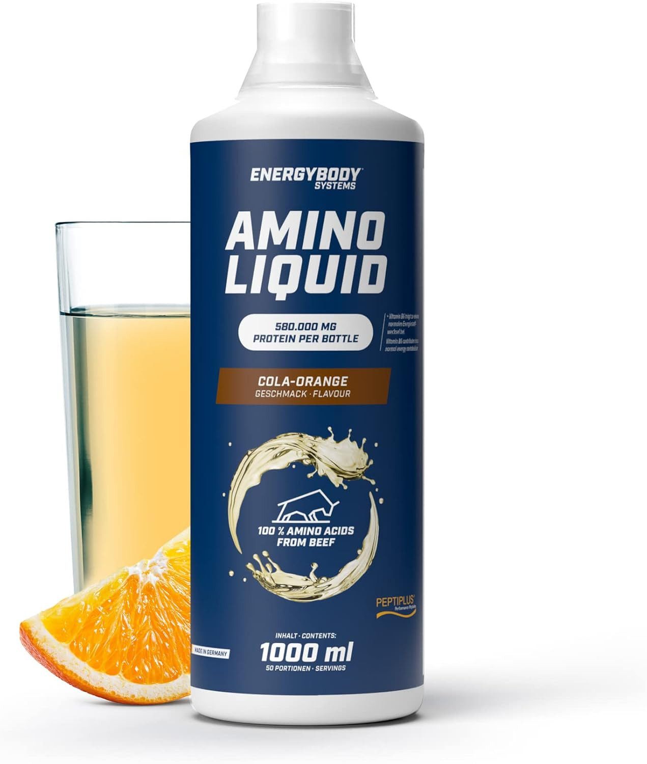 Energybody Systems Amino Liquid, flüssige Аминокислоты aus bioaktiven Kollagenpeptiden Flüssigkeit, Peptiplus Performance Peptides, 1 Liter