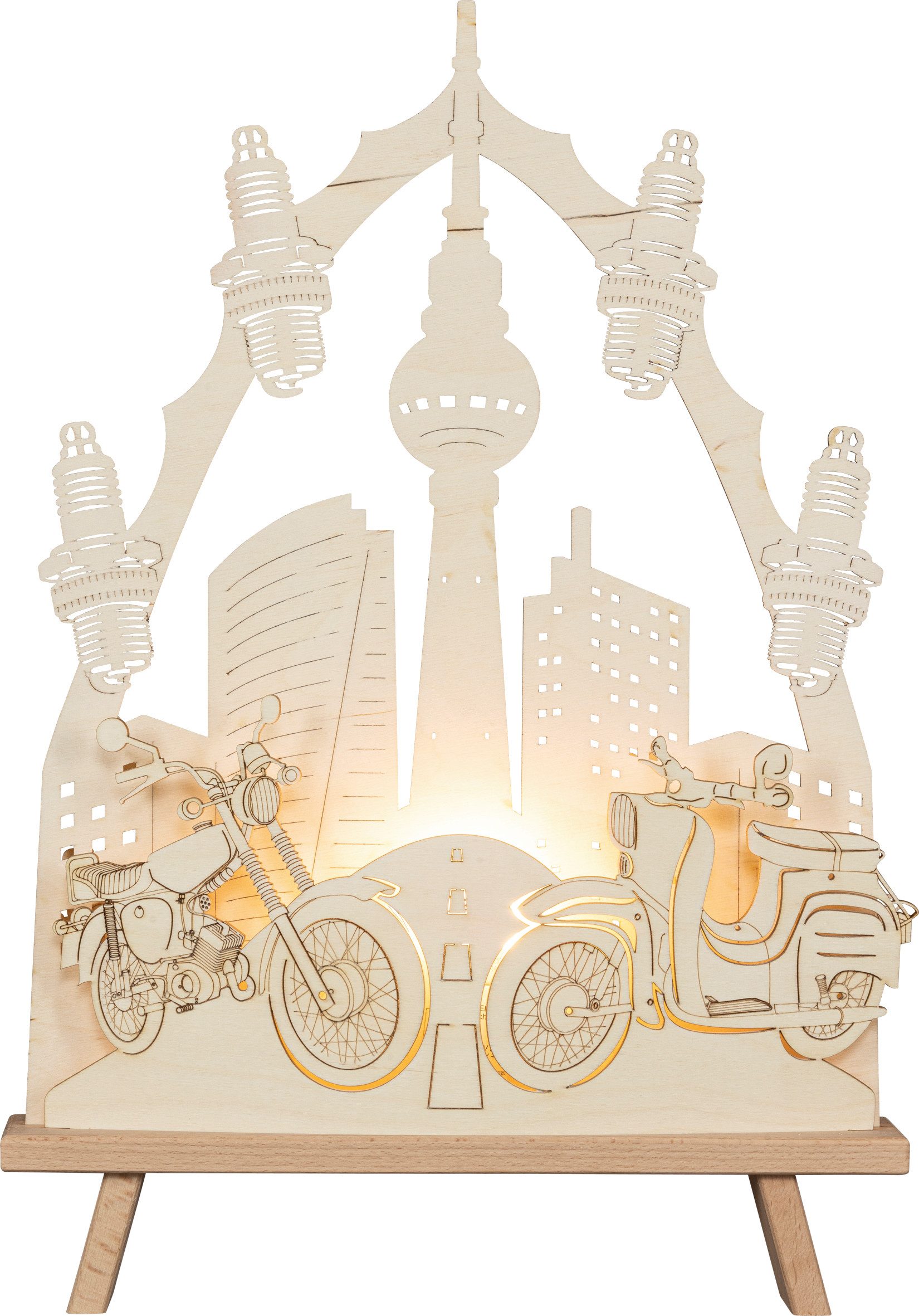 SAICO Original LED Schwibbogen Dekoleuchte-Spitze, Moped, inkl. LED-Leuchtmittel, warmweiß, BxHxT: 37,5x44x6 cm