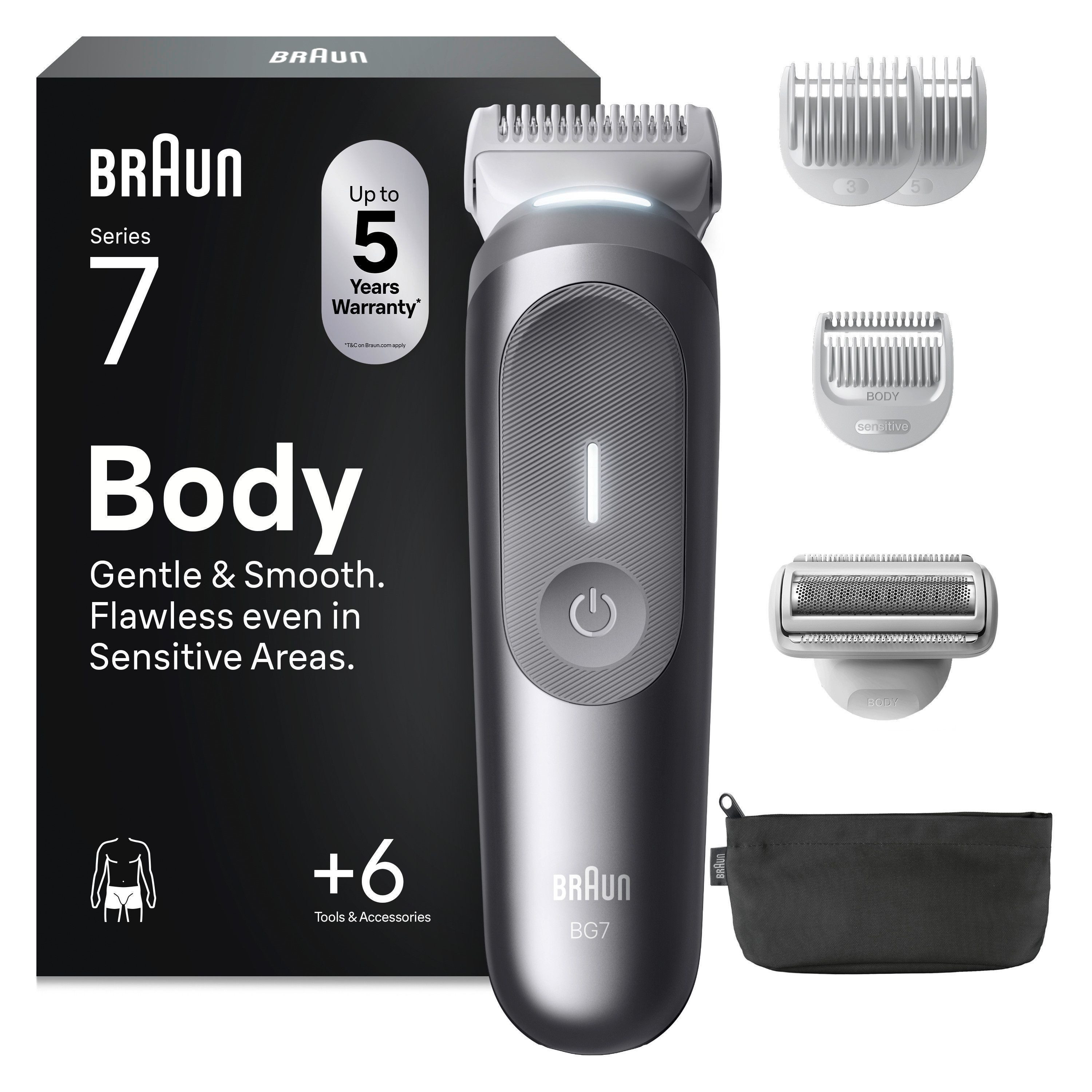 Braun Haarschneider Body Groomer BG7550, mit Smartlight & SkinGuard, 100 Min Akku, wasserdicht