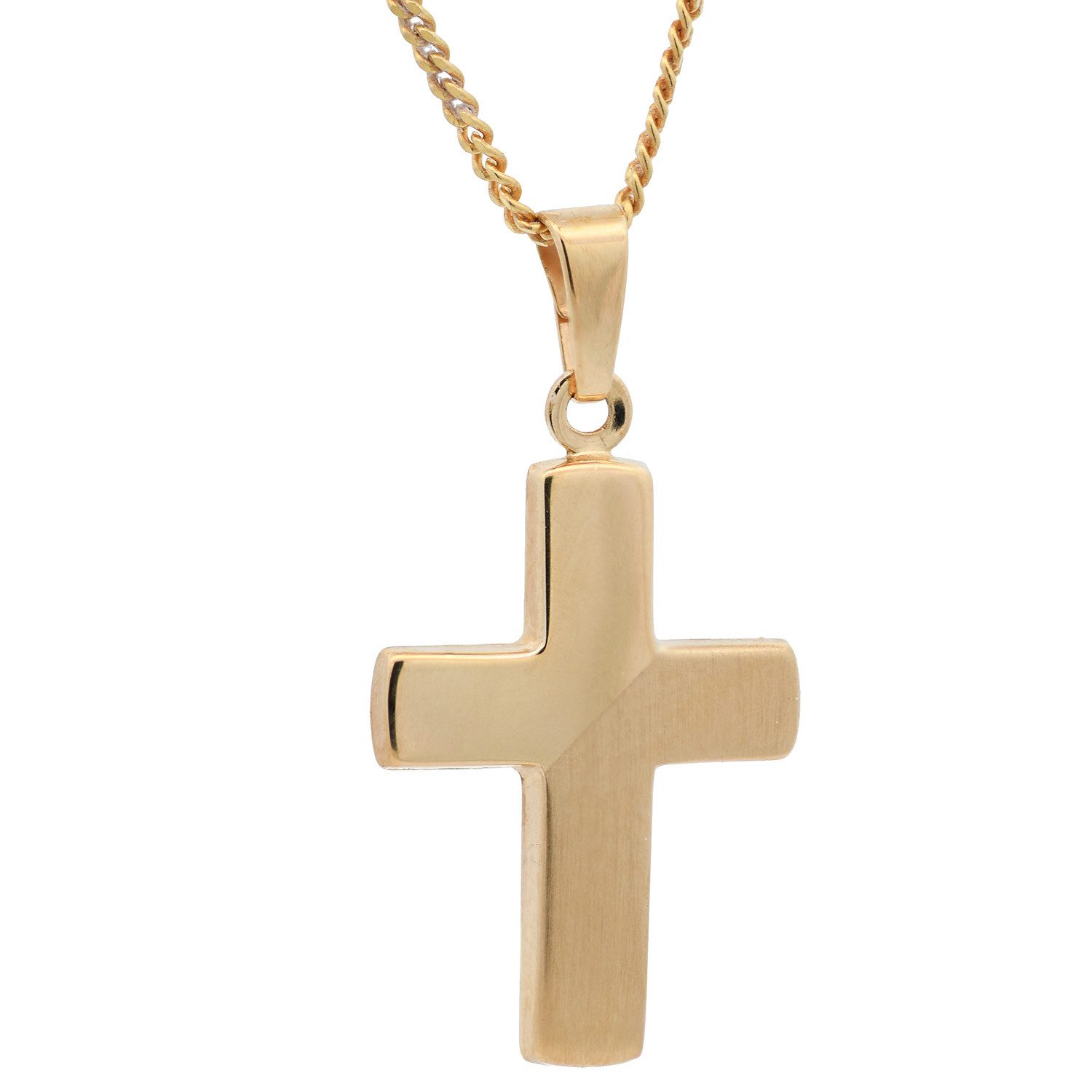 Kreuzanhänger Gold Anhänger Kreuz mit Goldkette massiv 333 - 8 Karat Gold 36 cm