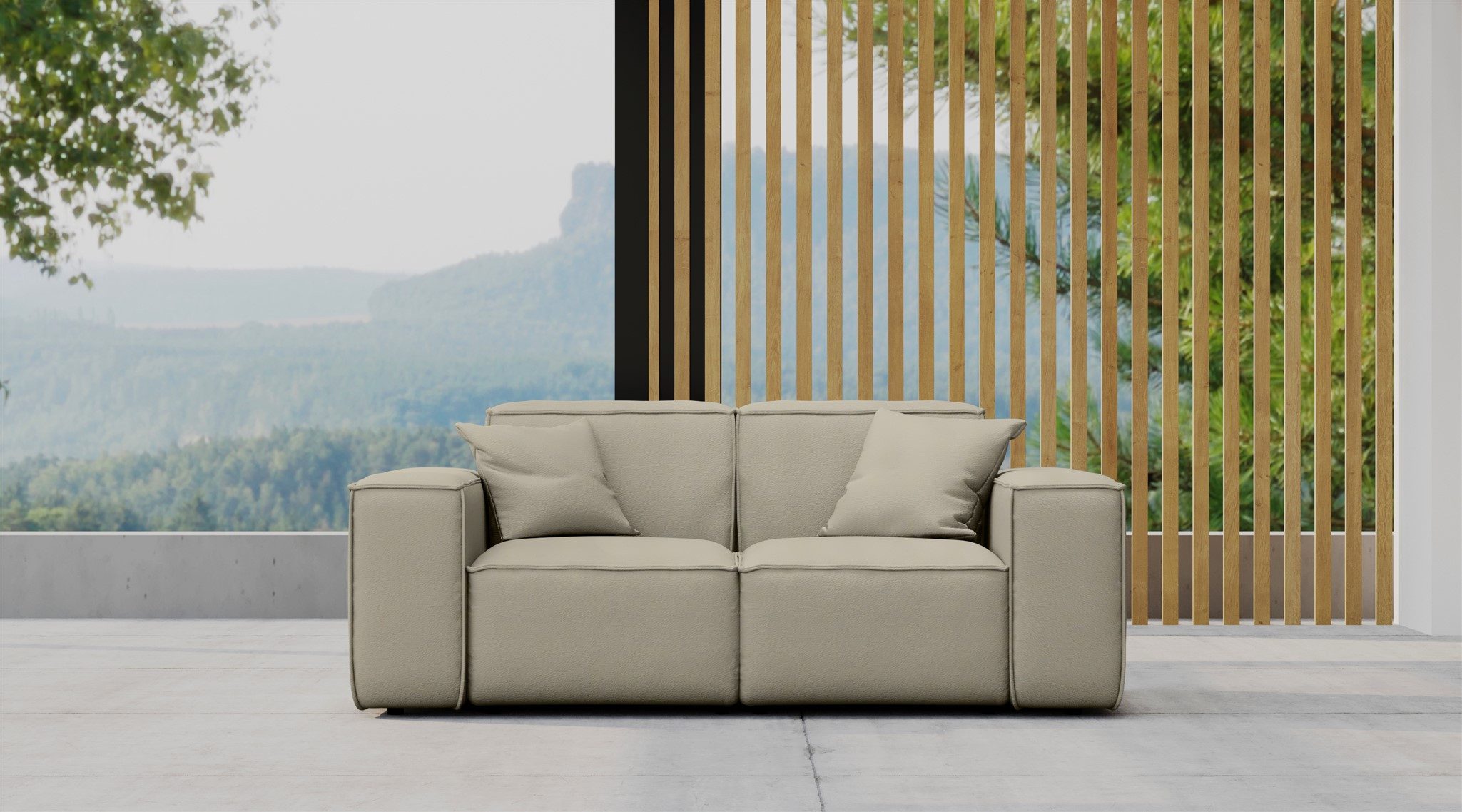 Fun Möbel Loungesofa Gartensofa Sofa 2-Sitzer SUMMER, Pflegeleichter und wetterfester Bezug, inkl. 2 Zierkissen