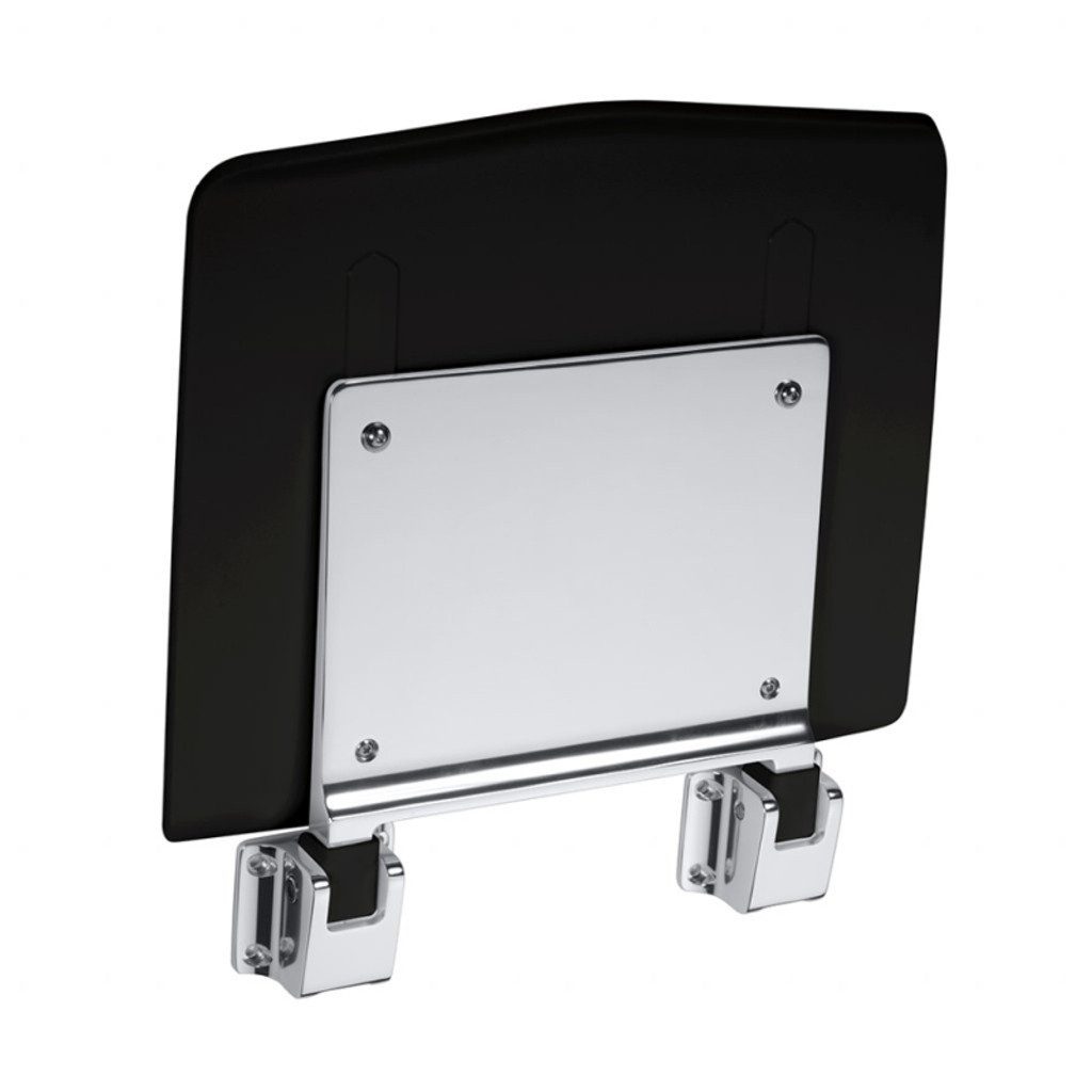BRILLANTBAD® Duschhocker BELP Duschklappsitz Edelstahl poliert Kunststoff Schwarz Bad >> Bohren