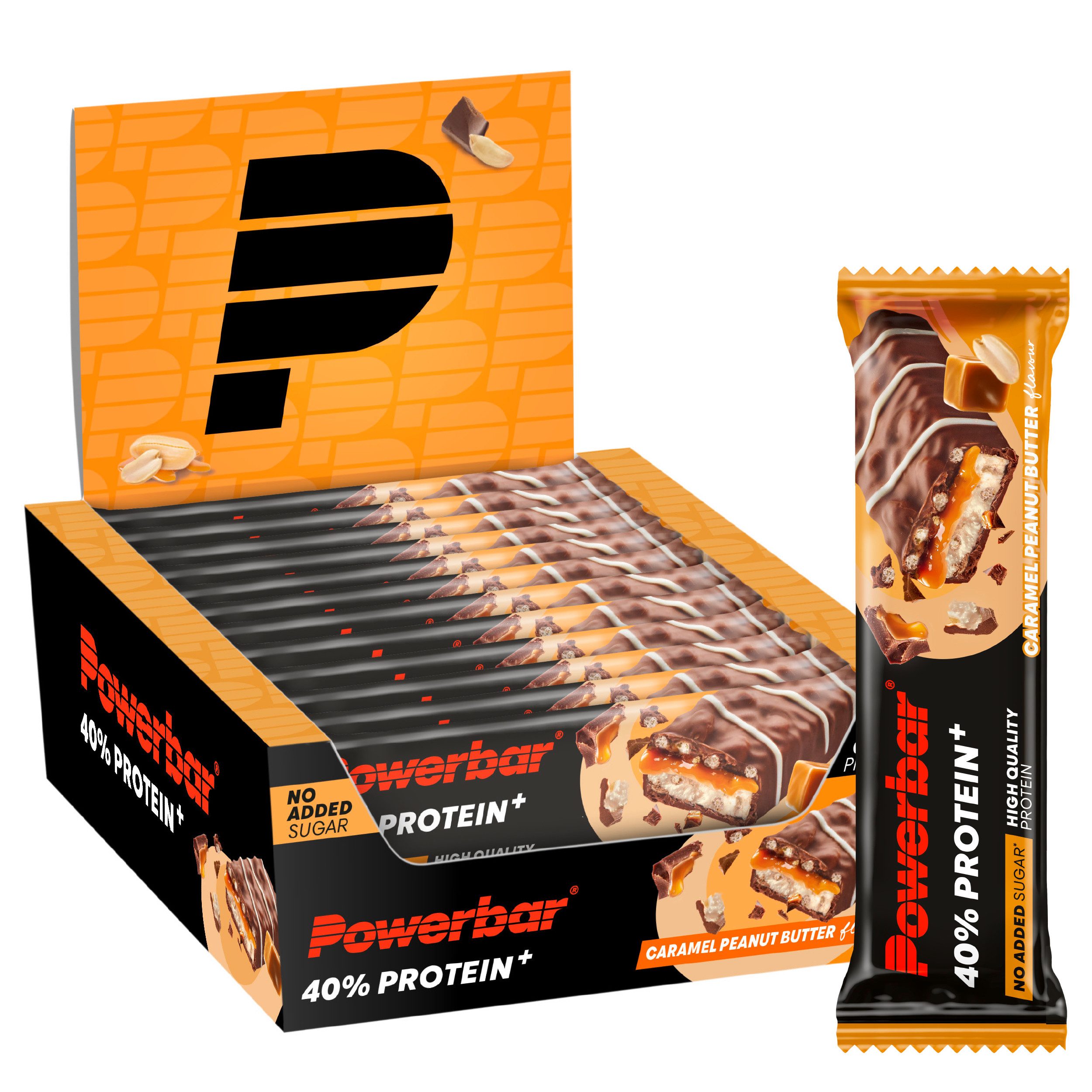 PowerBar High Protein Riegel Caramel Peanut Butter 40% Protein + Crisp 12x 40 g Riegel, 12 er Display à 480 g, 16g Eiweis pro Riegel