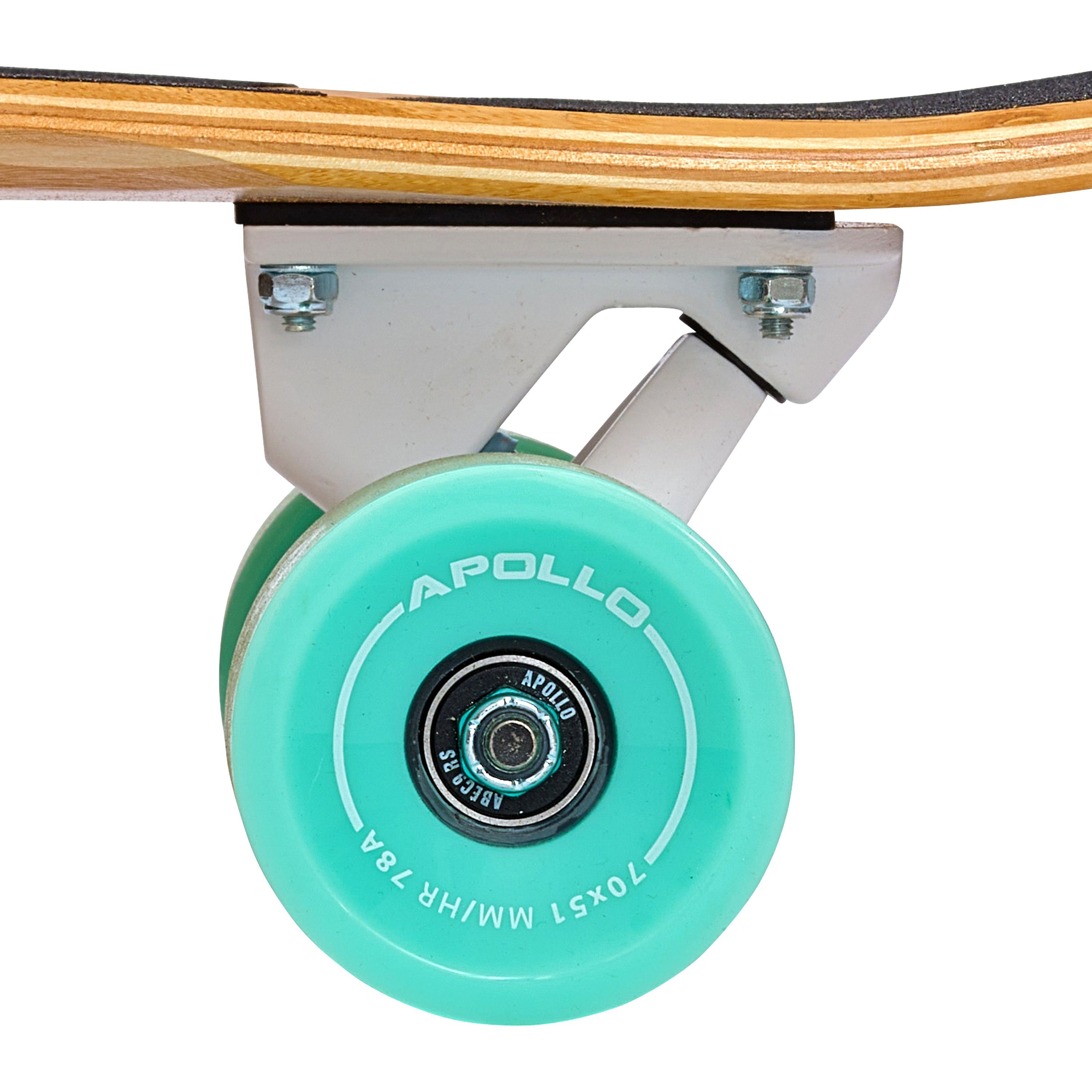 Apollo Longboard Dancer Longboard 46 Zoll inkl. T-Tool, Aus hochwertigem Holz mit Bambus, perfekt zum Dancen oder Cruisen