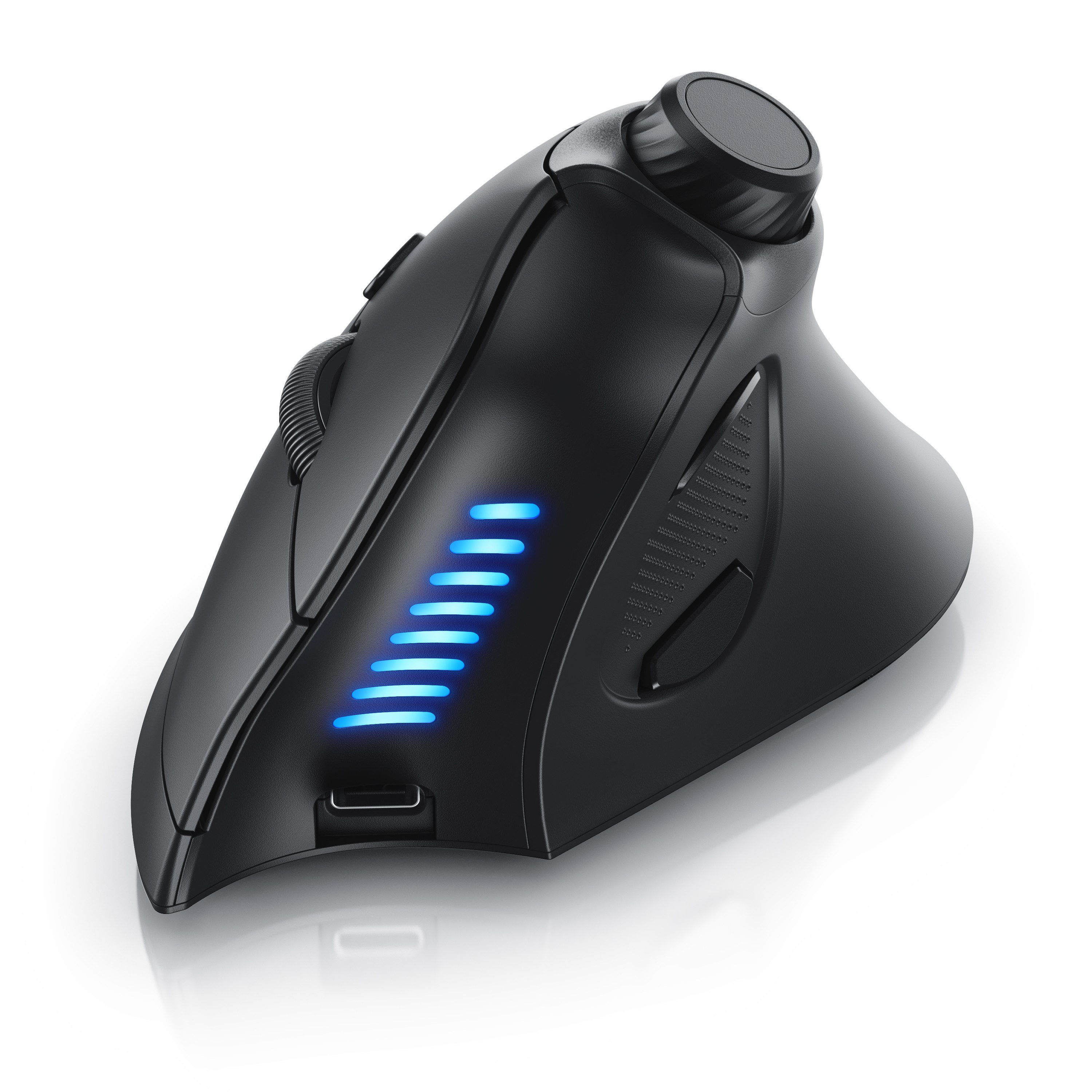 CSL kabellose Vertikalmaus, Wireless 2,4 GHz Funk & Bluetooth 4.0 ergonomische Maus (Bluetooth, Funk, 250 dpi, ergonomisches Design, gegen Mausarm Tennisarm, Multimedia-Drehregler)