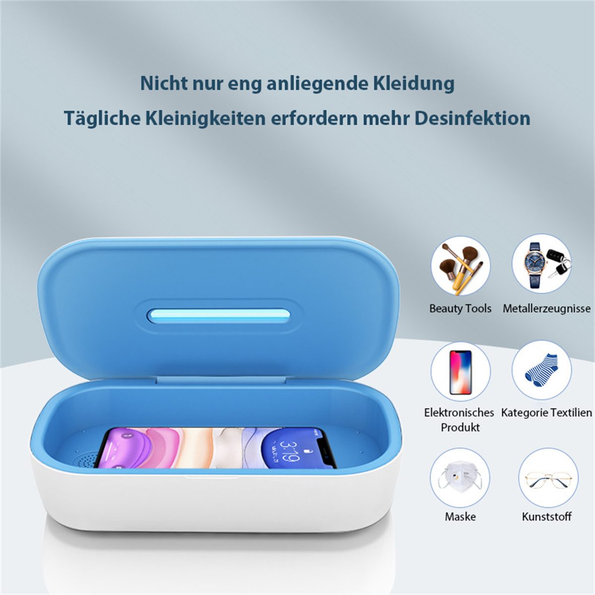 LED-Digitalanzeige Schmuck carefully Handy Ultraschallreiniger UV-Desinfektionsbox Zahnbürste selected