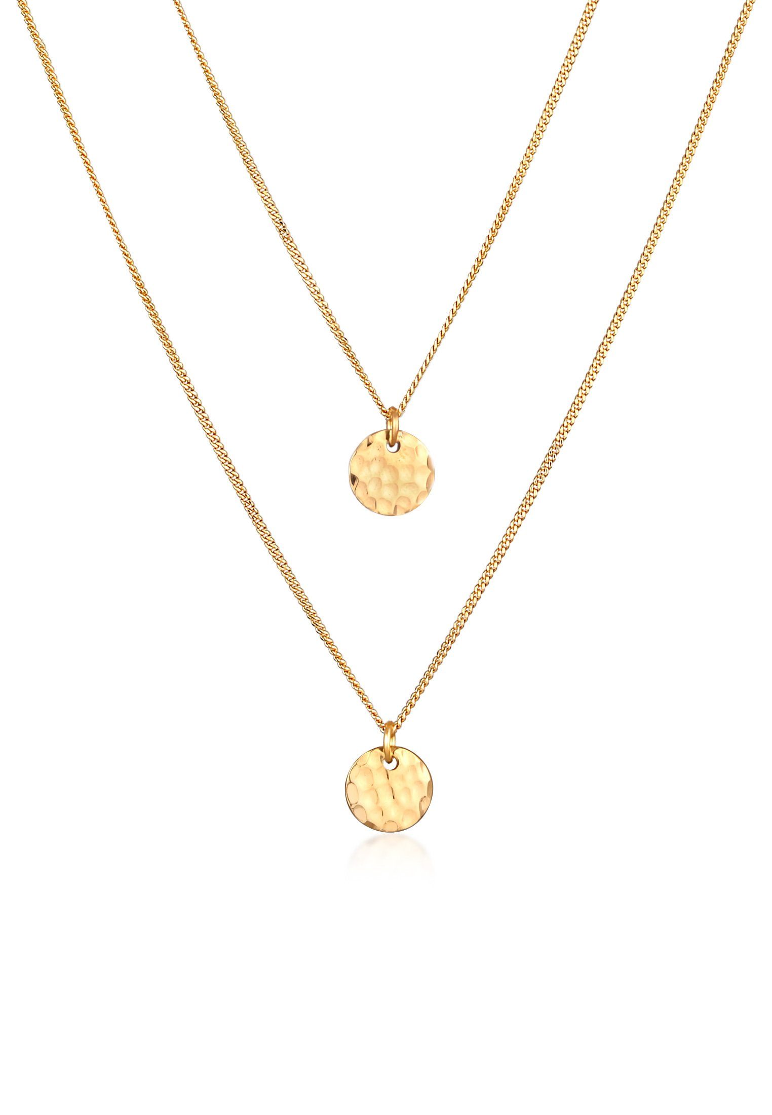Ketten-Set Layer Kette mit Kreis Plättchen 925 Silber