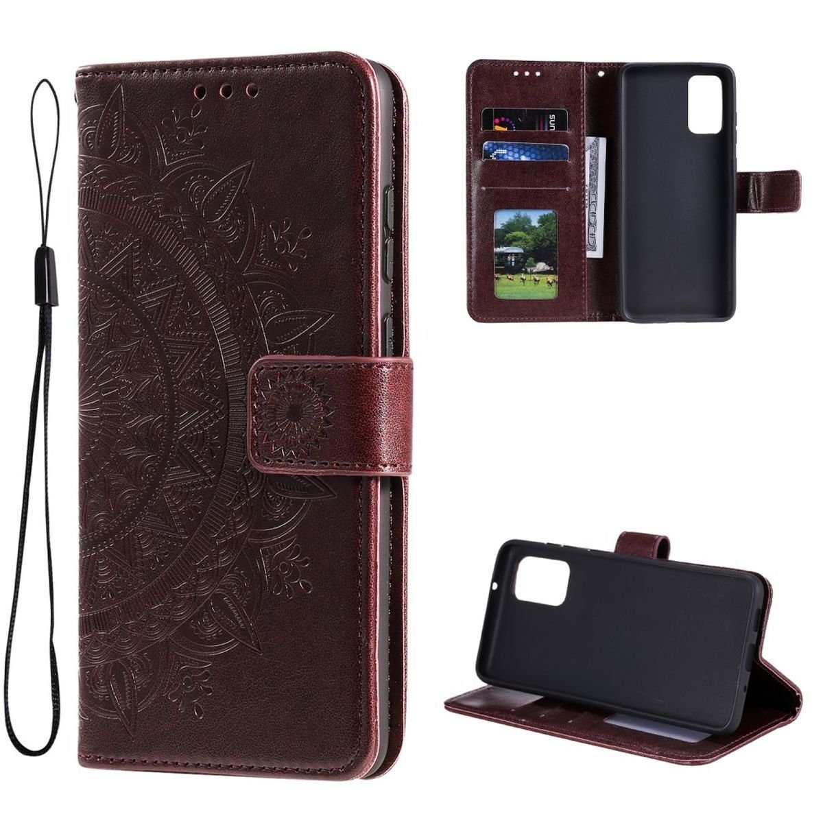 CoverKingz Handyhülle Hülle für Samsung Galaxy A23 Handyhülle Flip Case Cover Etui Mandala 16,72 cm (6,6 Zoll), Klapphülle Schutzhülle mit Kartenfach Schutztasche Motiv Mandala