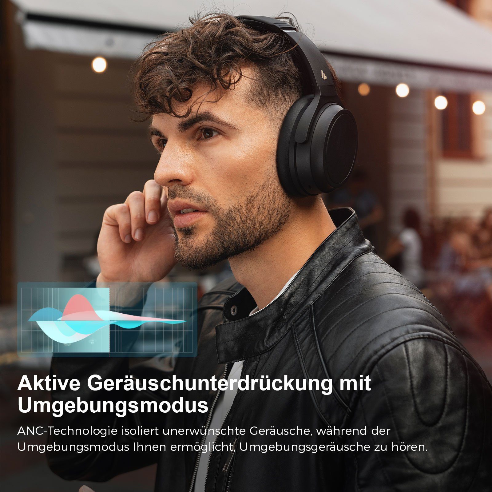 WH700NB Geräuschunterdrückung, Schwarz Geräuschunterdrückung Edifier® Doppelgeräte-Verbindung) Over-Ear-Kopfhörer Kabellose Bluetooth 5.3, aktive (Aktiver