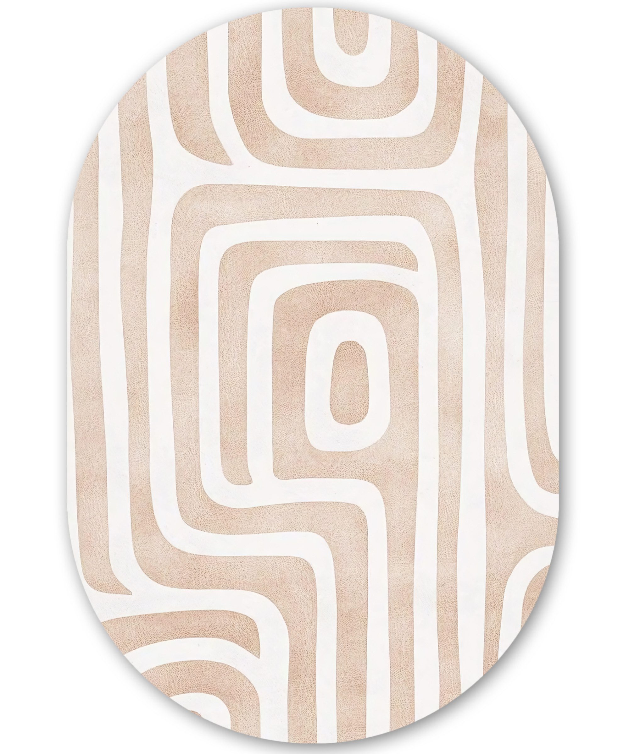 MuchoWow Gemälde Dekorativ - Labyrinth - Beige, Fotodruck (1 St), Wandbild Oval, Wohnzimmer oder Schlafzimmer Wanddekoration, 40x60 cm