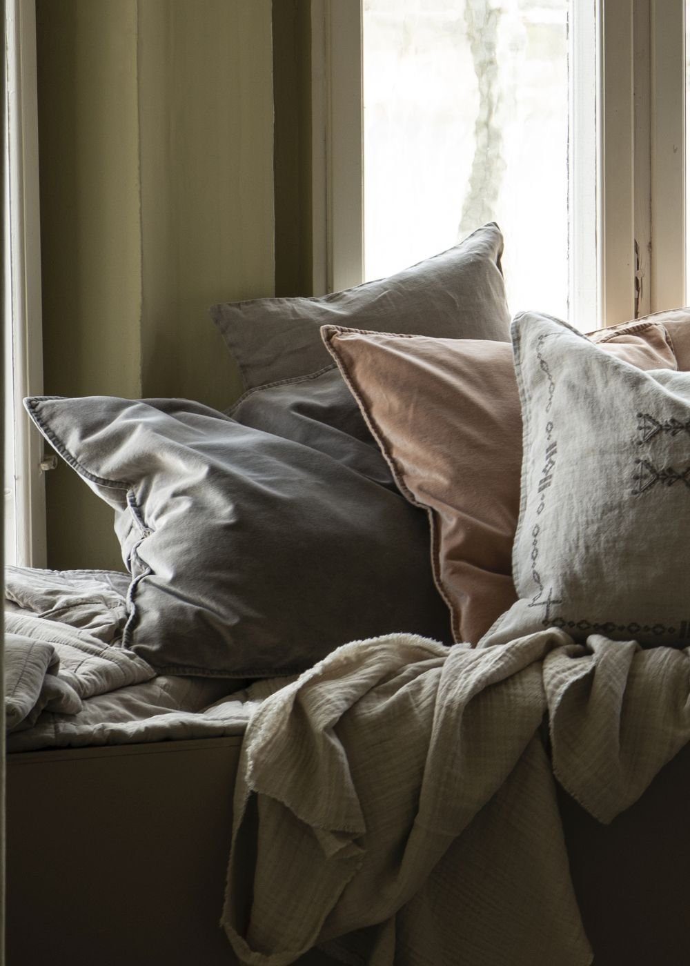 Ib Laursen Kissenbezug Kissenbezug Kissenhülle Samt Velour Linen Grau 52x52cm Ib Laursen
