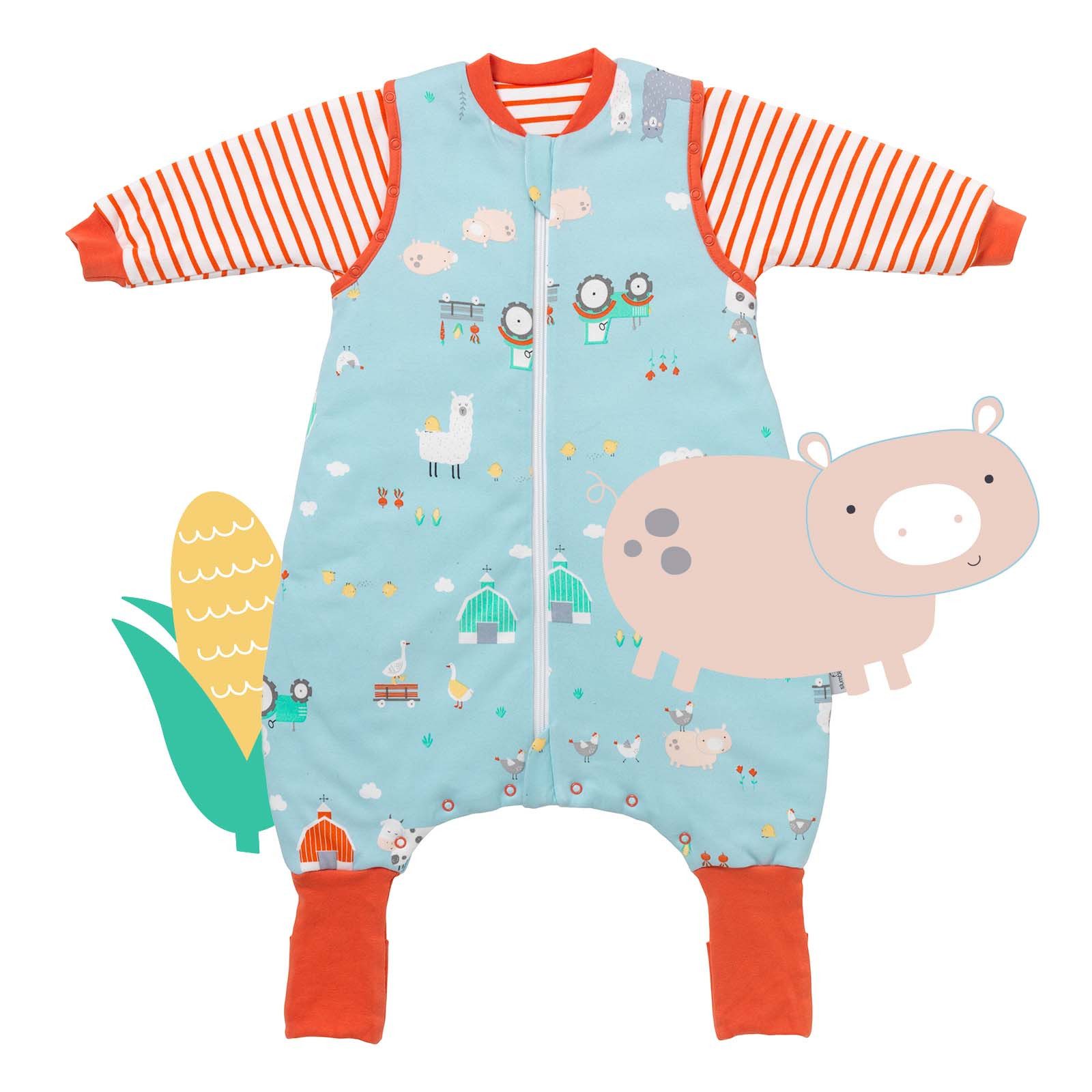 Kinderschlafsack Bio Schlafsack mit Füßen und umklappbaren Bündchen, 3.5 Tog OEKO-TEX