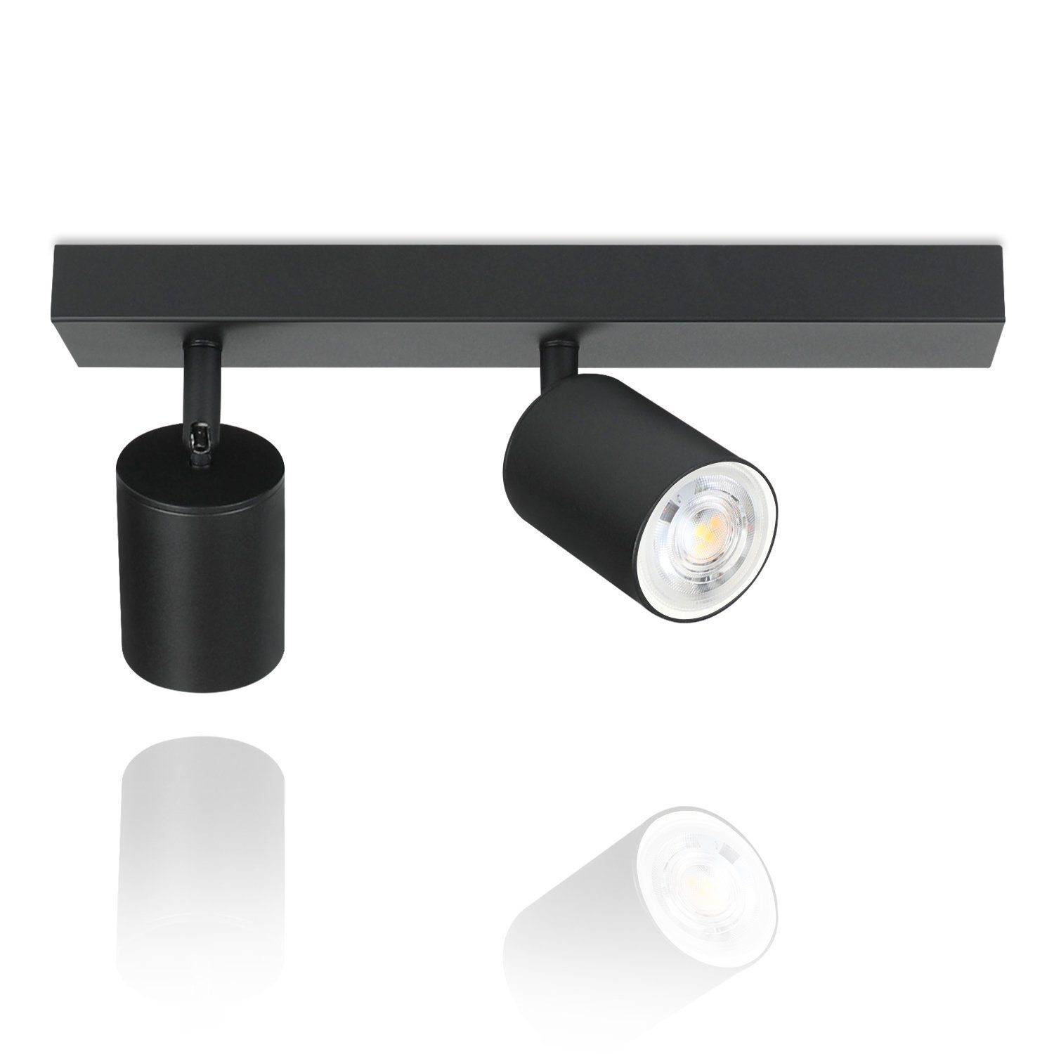 Nettlife LED Deckenstrahler mit Spots, Leuchtmittel Deckenleuchte 2/3/4 Schwarz Flammig GU10 Metall Weiß ohne Drehbar