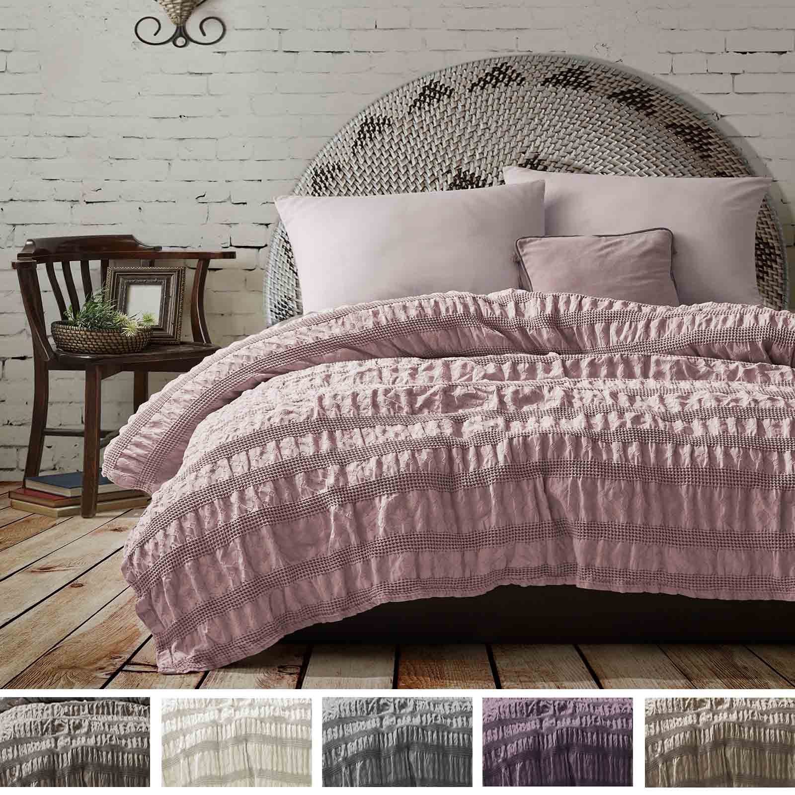 cm Buymax, Pique 220x240 Baumwolle Einfarbig Überwurf Sofaüberwurf Quilt Pikee Waffeloptik Apollo, Uni Altrosa Wohndecke 100% Bettüberwurf Bettüberwurf