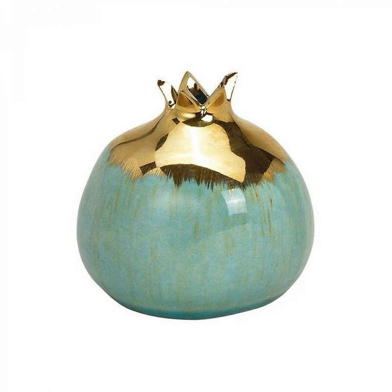 mitienda Dekovase Vase aus Keramik Granatapfel Blau, gold