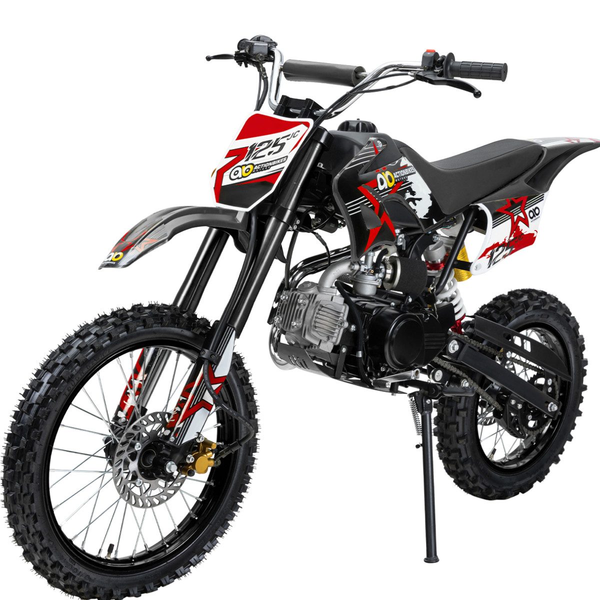 Actionbikes Motors Motorrad Crossbike JC125 Benzin - Pocketbike Dirtbike 4-Takt-Motor, 80 km/h, 125 ccm, 80 km/h, Euro 4, Jugend-Crossbike 125-ccm-4-Takt-Benzinmotor, 4-Gang-Fußschaltung
