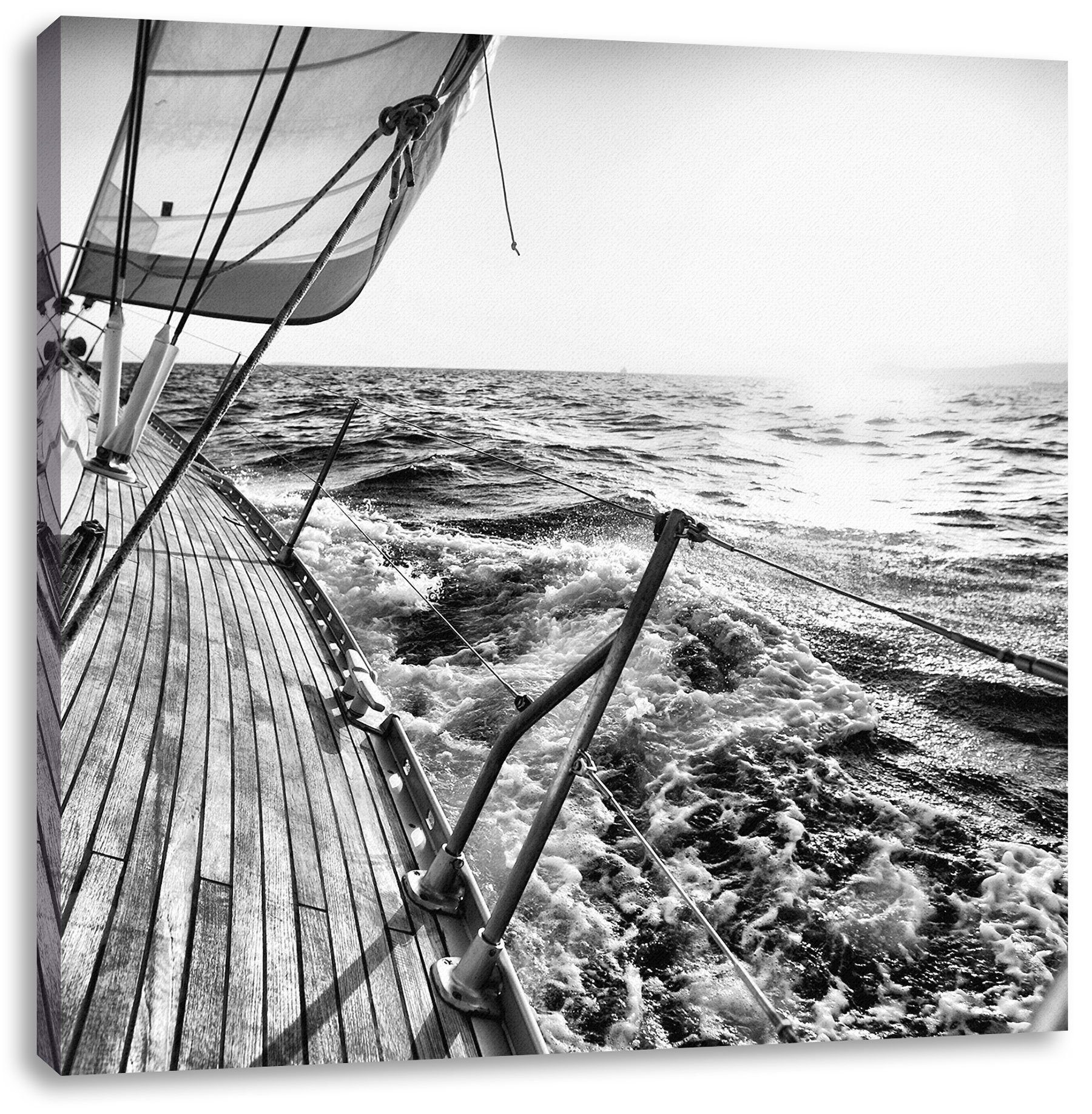 Leinwandbild Pixxprint fertig Segelboot Leinwandbild St), im bespannt, Segelboot Meer, inkl. im Zackenaufhänger Meer (1