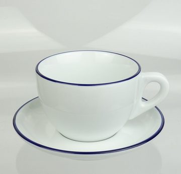 Ancap Cappuccinotasse dickwandig, blauer Rand, Made in Italy
