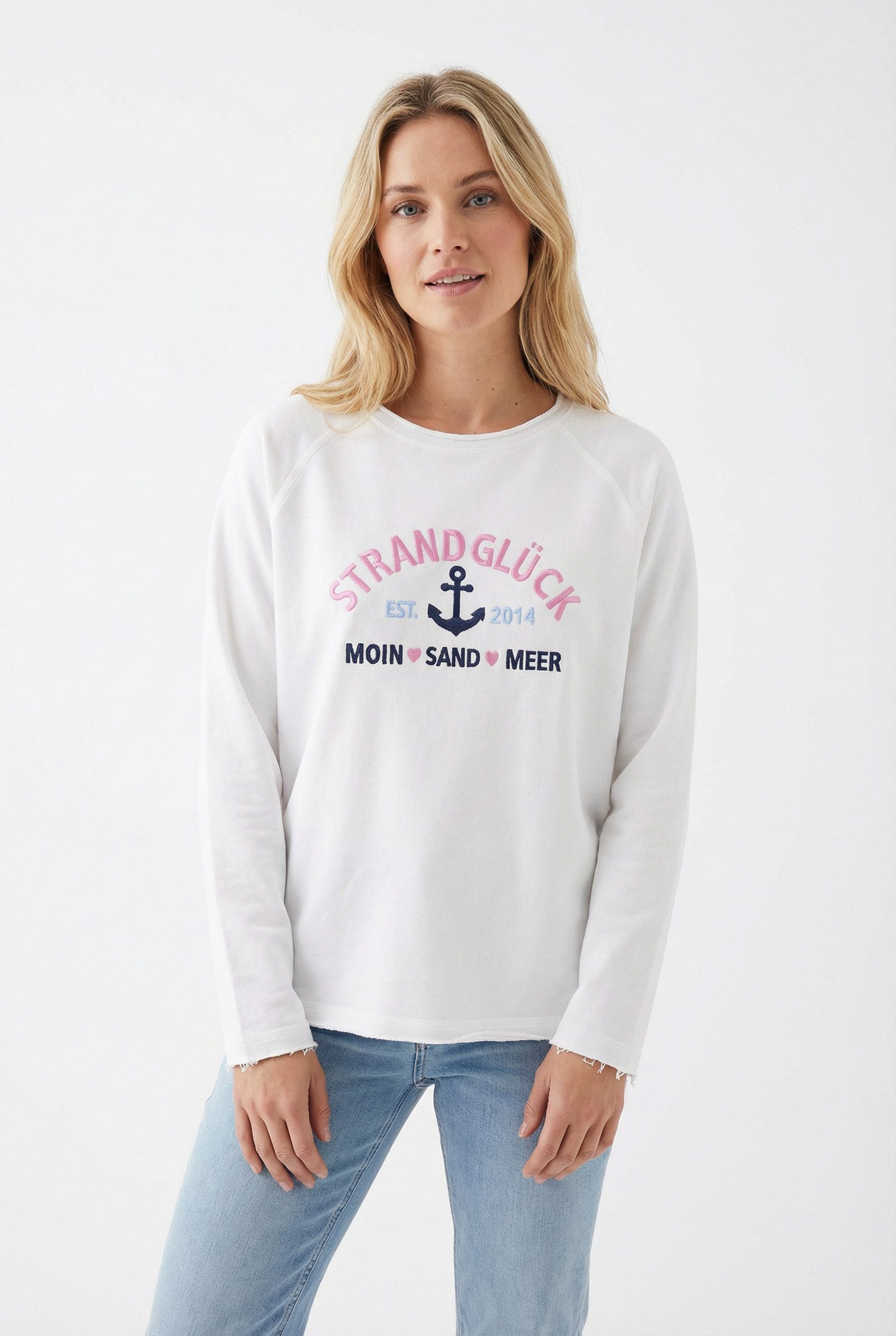 Zwillingsherz Sweatshirt "Strandglück" mit Used-Look Kanten – Bild 2 von 5