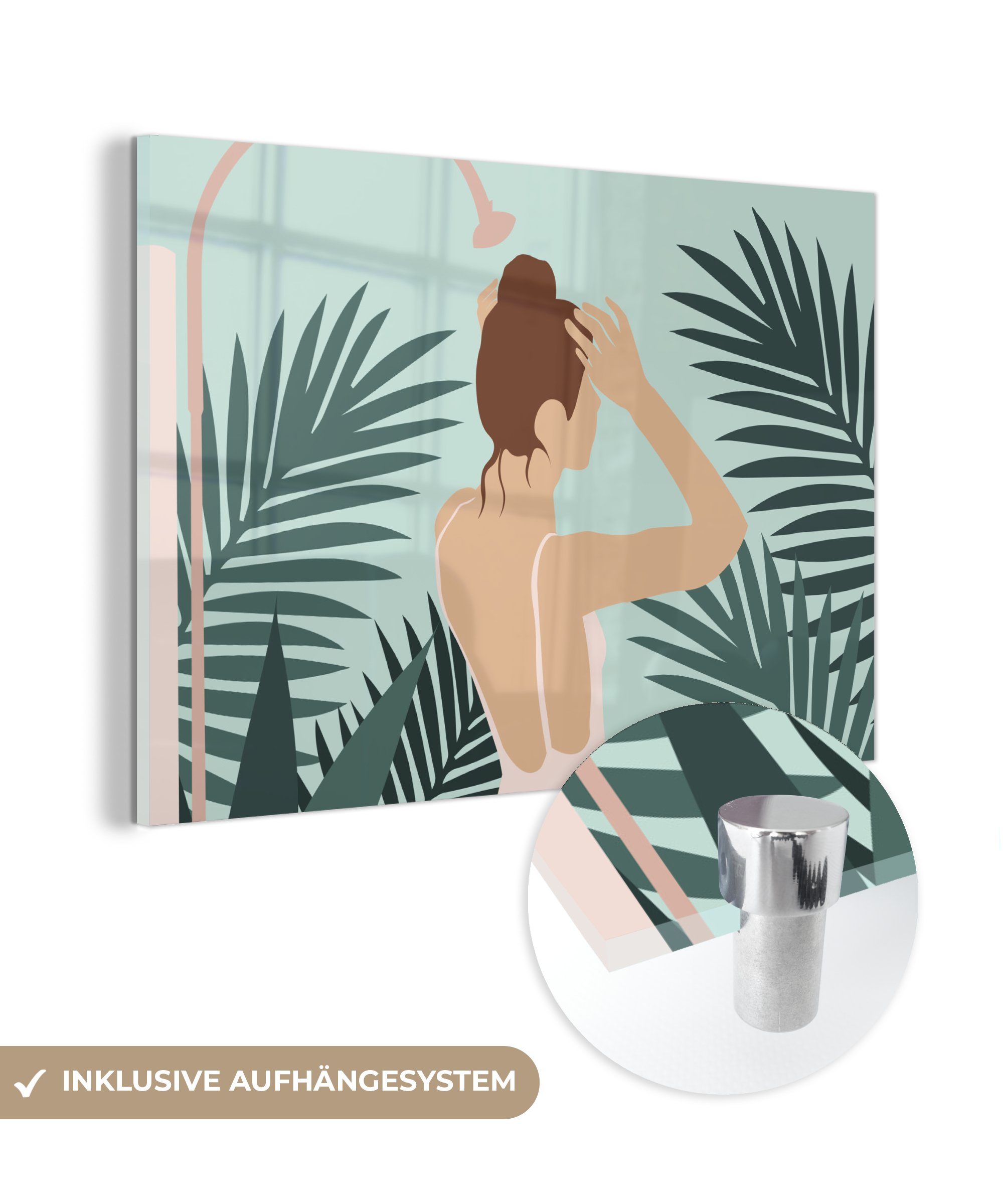 MuchoWow Acrylglasbild Sommer - Frau - Dusche, (1 St), Acrylglasbilder Wohnzimmer & Schlafzimmer