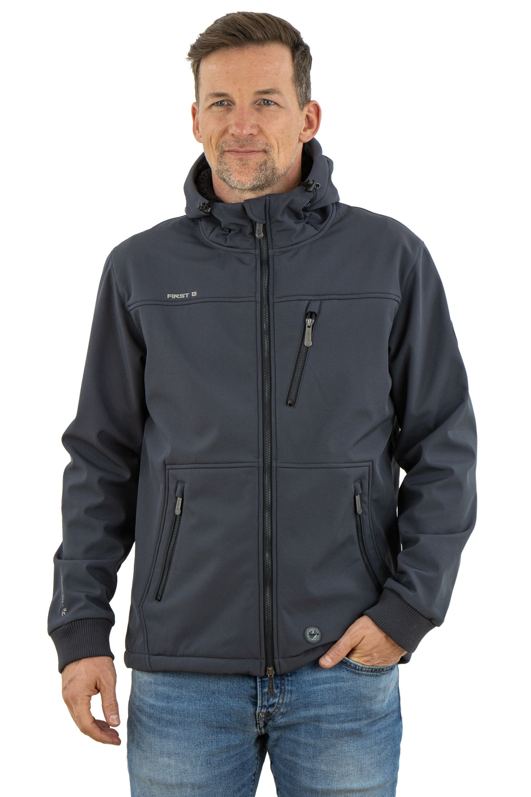 FirstB Softshelljacke Herren wasserdicht, atmungsaktiv, winddicht anthrazit