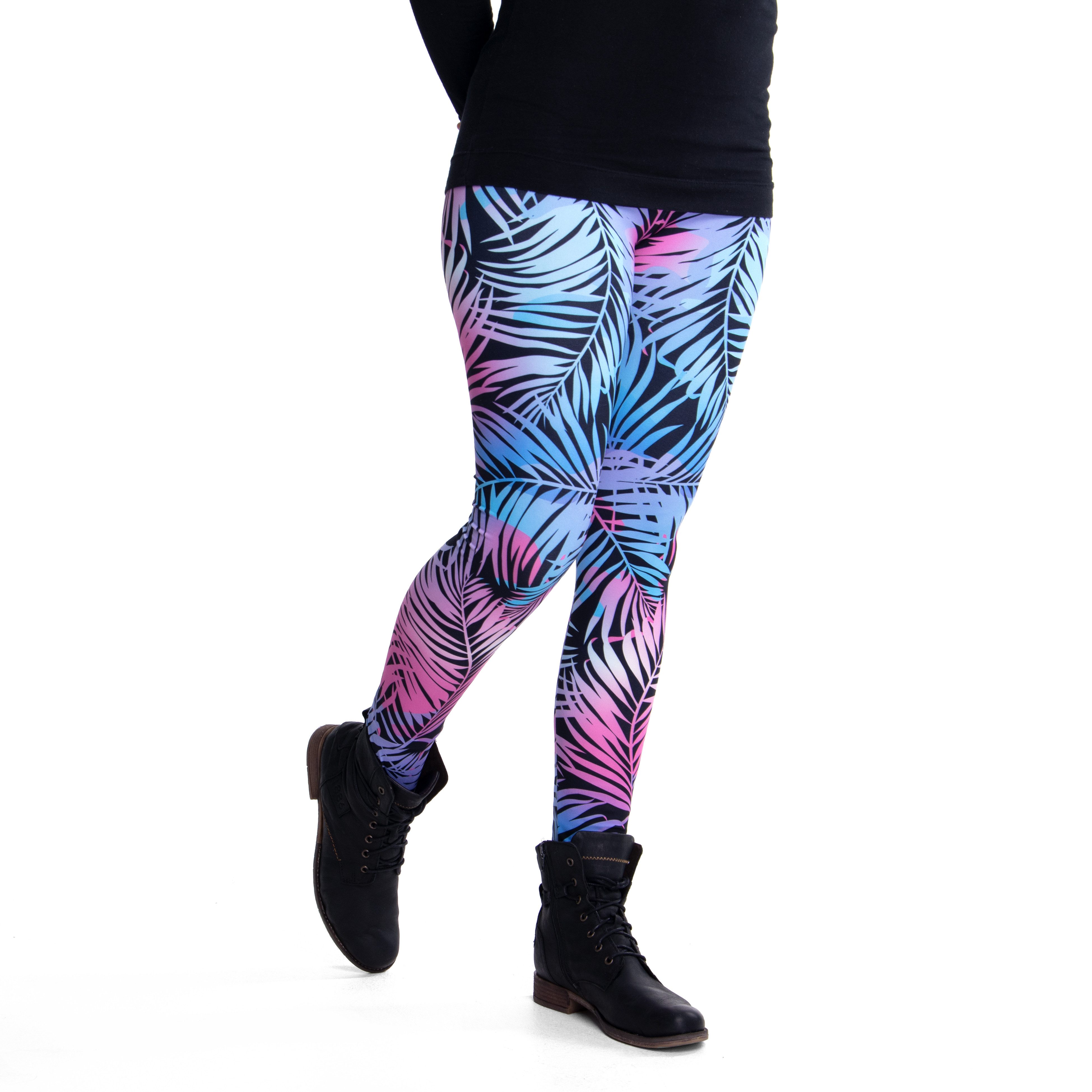 Leggings Blumen-Leggings (Einheitsgröße) - Design Palmen Blätter