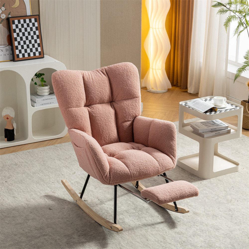 MODFU Schaukelstuhl aus Teddystoff (Moderner Schaukelstuhl günstig online kaufen