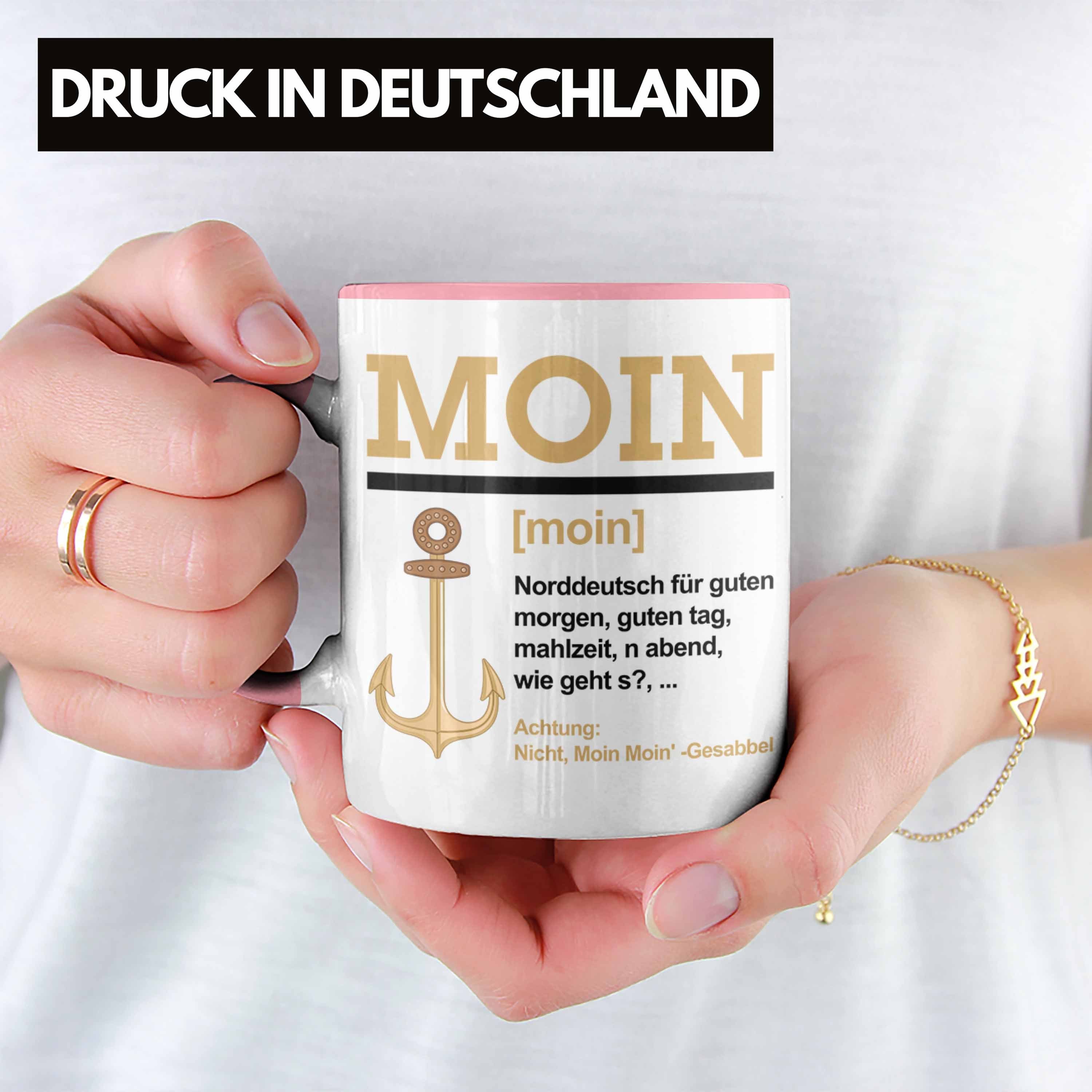 Tasse Kaffeetasse Tasse Moin Slang Rosa Geschenk Norddeutschland Trendation