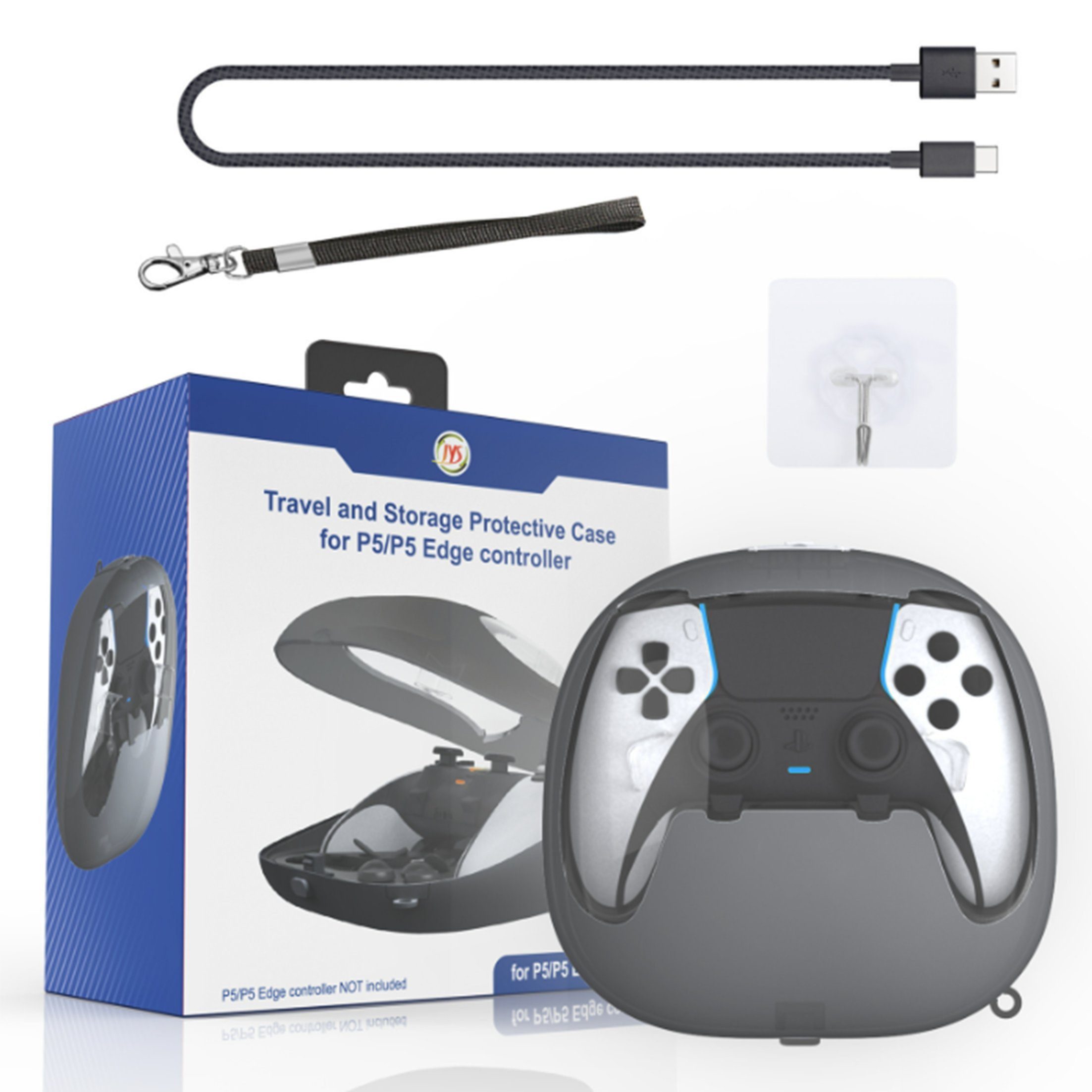 feinlux Controllertasche PS5-Aufbewahrungsbox,wiederaufladbar (Set, 1 x Controller-Aufbewahrungsbox, 1 x Ladekabel, 1 x Umhängeband), Wasserfest und verschleißfest, robust und langlebig
