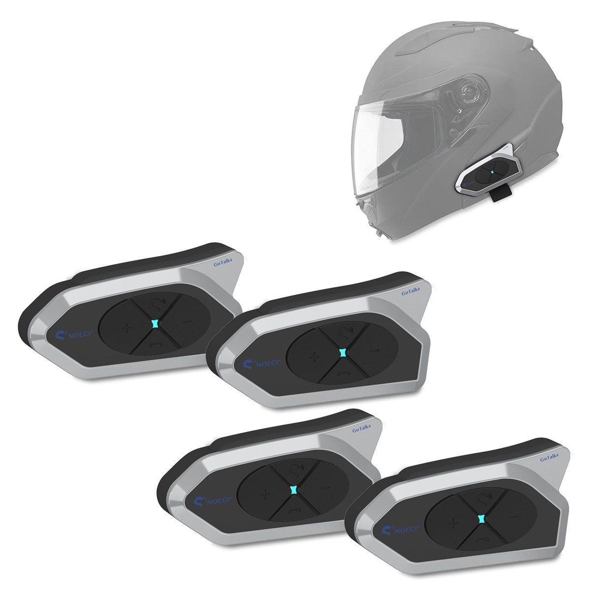 Funkgerät 4x Intercom Motorrad # GoTalk4 Bluetooth Kommunikationssystem mit Head