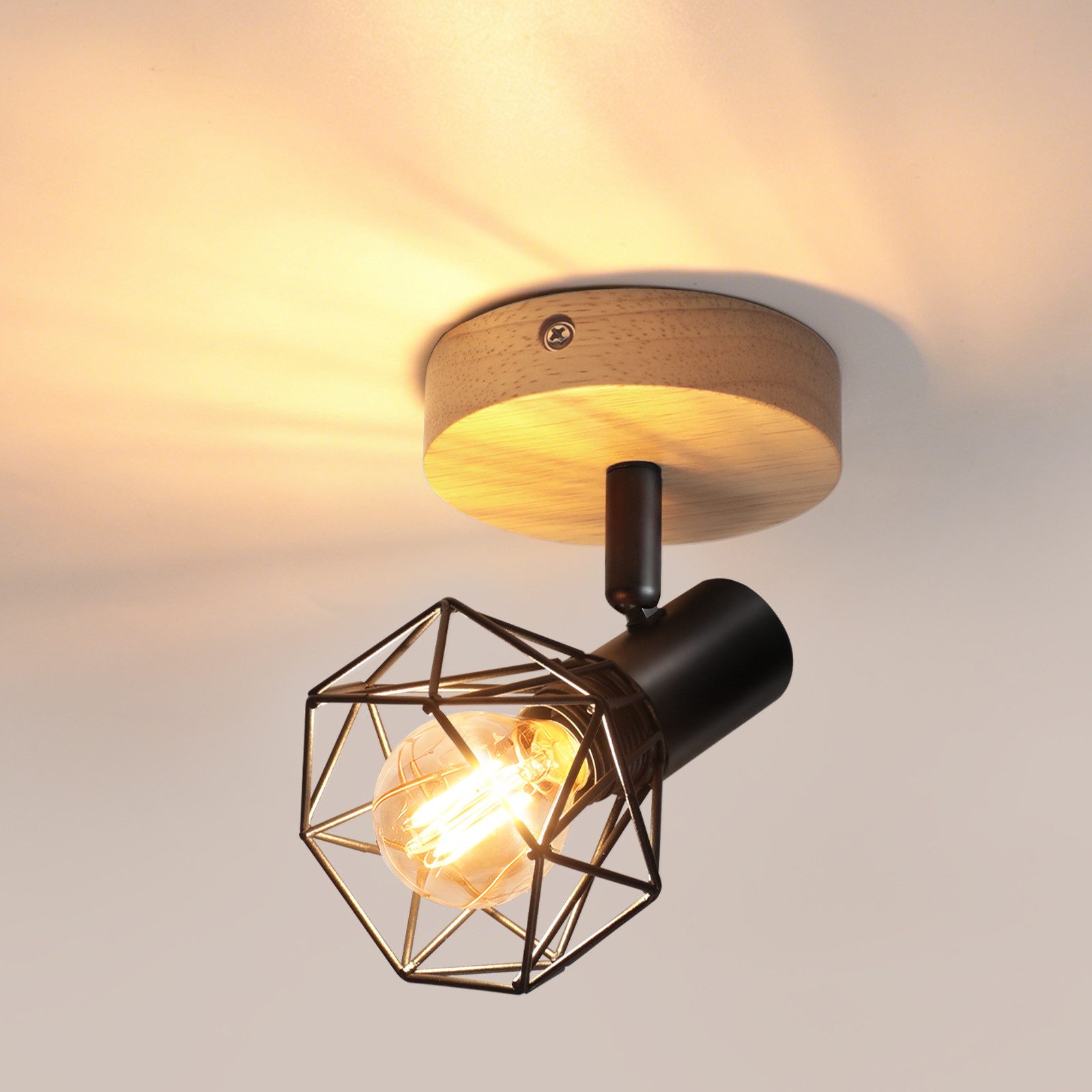 ZMH Deckenstrahler Deckenstrahler, schwarz, E14-Fassung, 350° drehbar, ohne Leuchtmittel, Deckenstrahler mit einer Lampe – 350°-Drehung