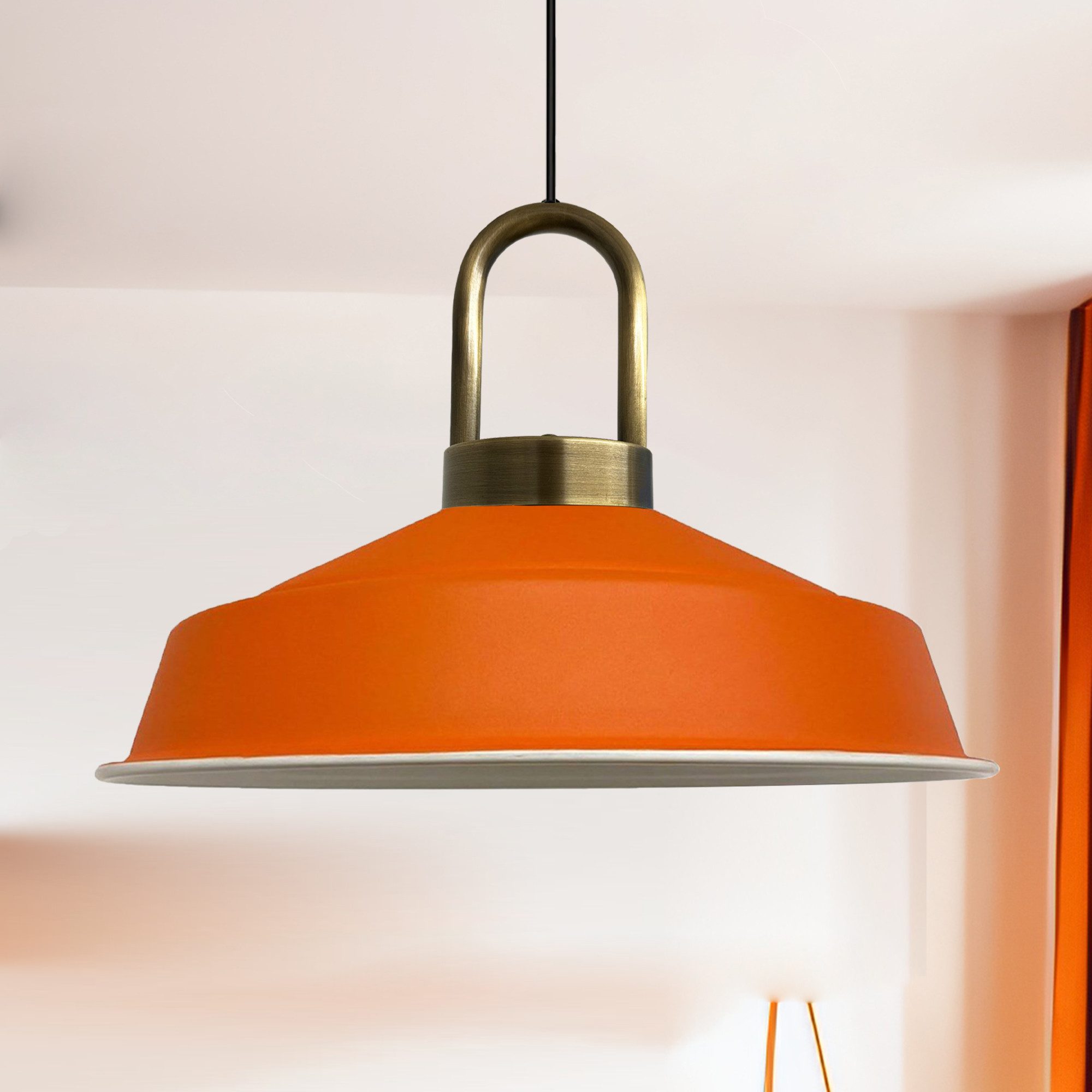 Bamyum Pendelleuchte Pendelleuchte Asletl-Lock Hängelampe aus Metall Ø40 cm Lampe, ohne Leuchtmittel, E27, Dimmbar, Einstellbare Kabellänge