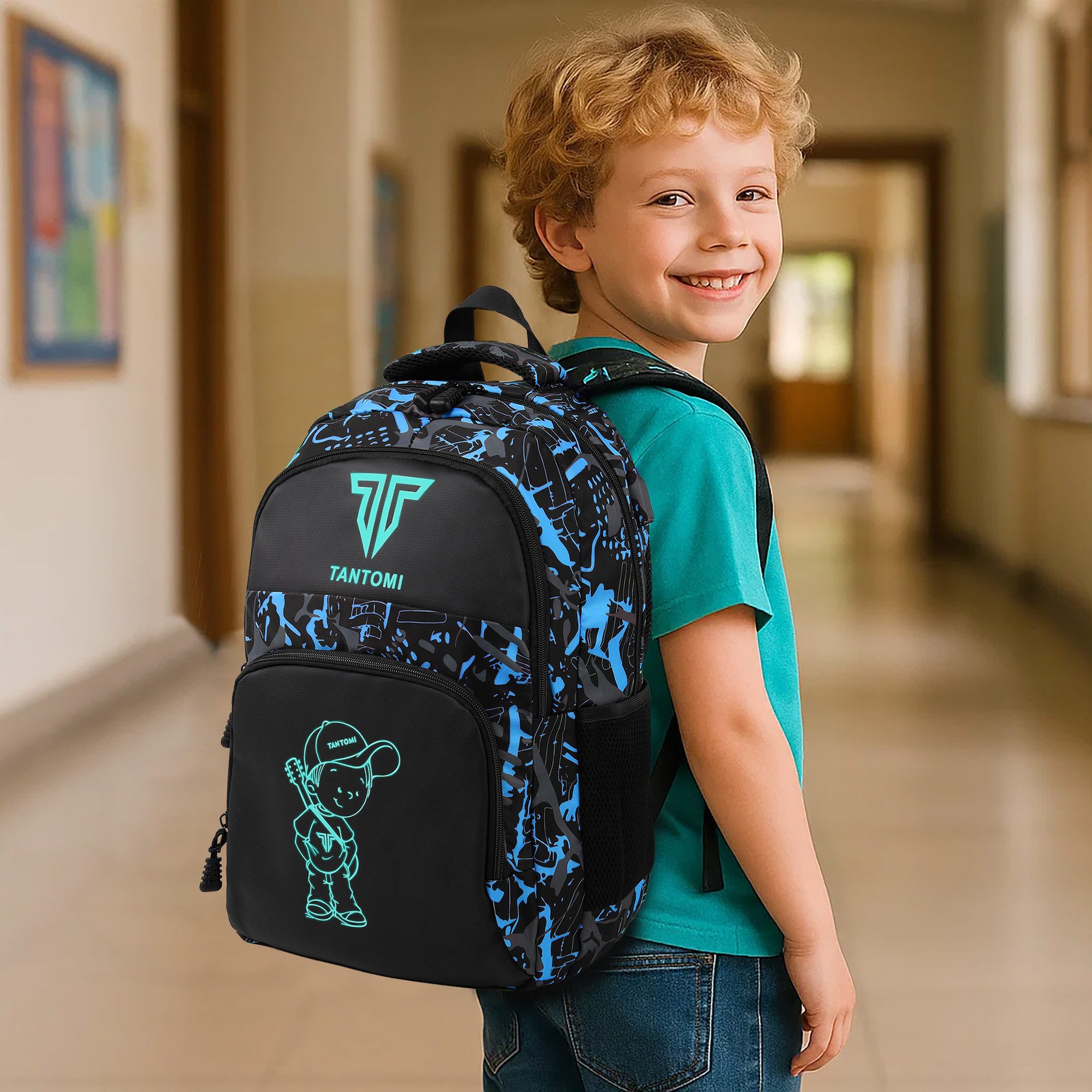 TAN.TOMI Schulrucksack Jungen Schulrucksack teenager schulranzen Jugendliche Daypacks, Reflektierender Wasserdicht Outdoor Camping Groß rucksack