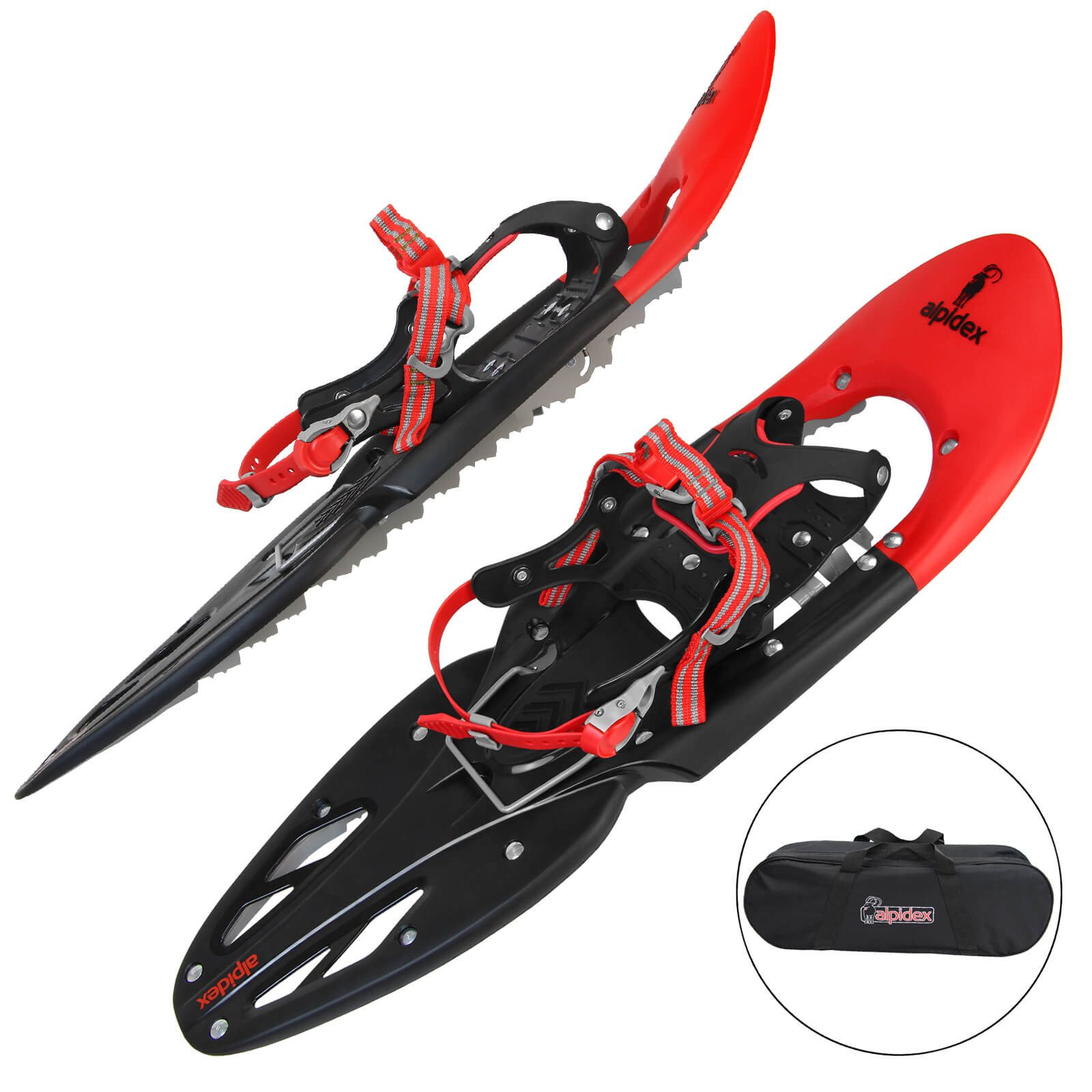 ALPIDEX Schneeschuhe Schneeschuhe für Schuhgröße 38 - 46 bis 140 kg - mit oder ohne Stöcke