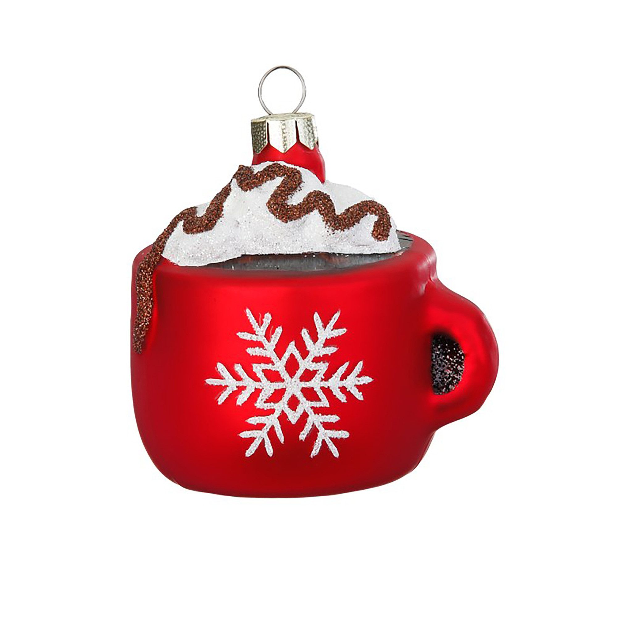 Holly & Jolly Christbaumschmuck, Christbaumschmuck Kakaotasse Figur 6,5cm Glas Rot