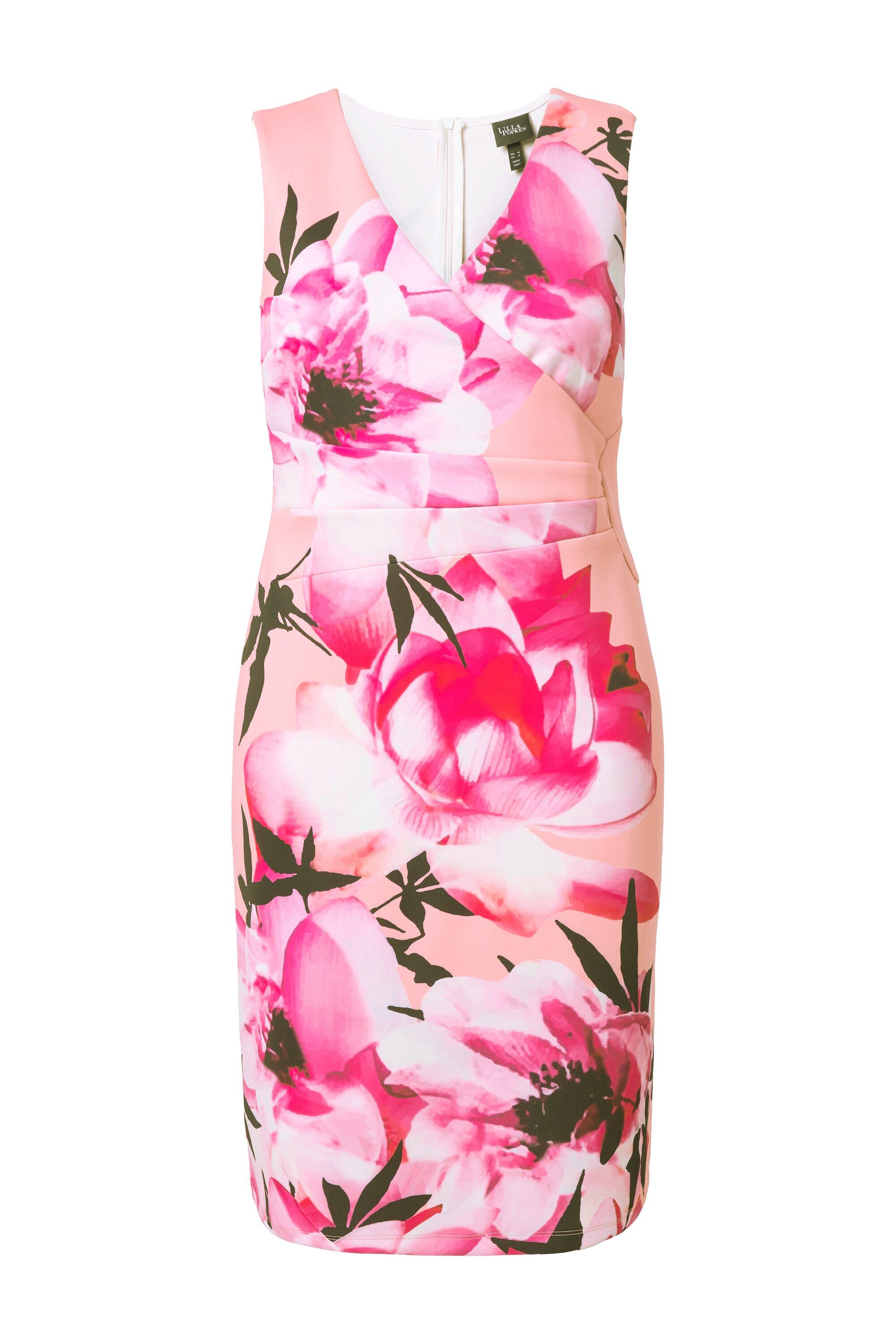Ulla Popken Cocktailkleid Scubakleid ärmellos Blüten Drapierung günstig online kaufen