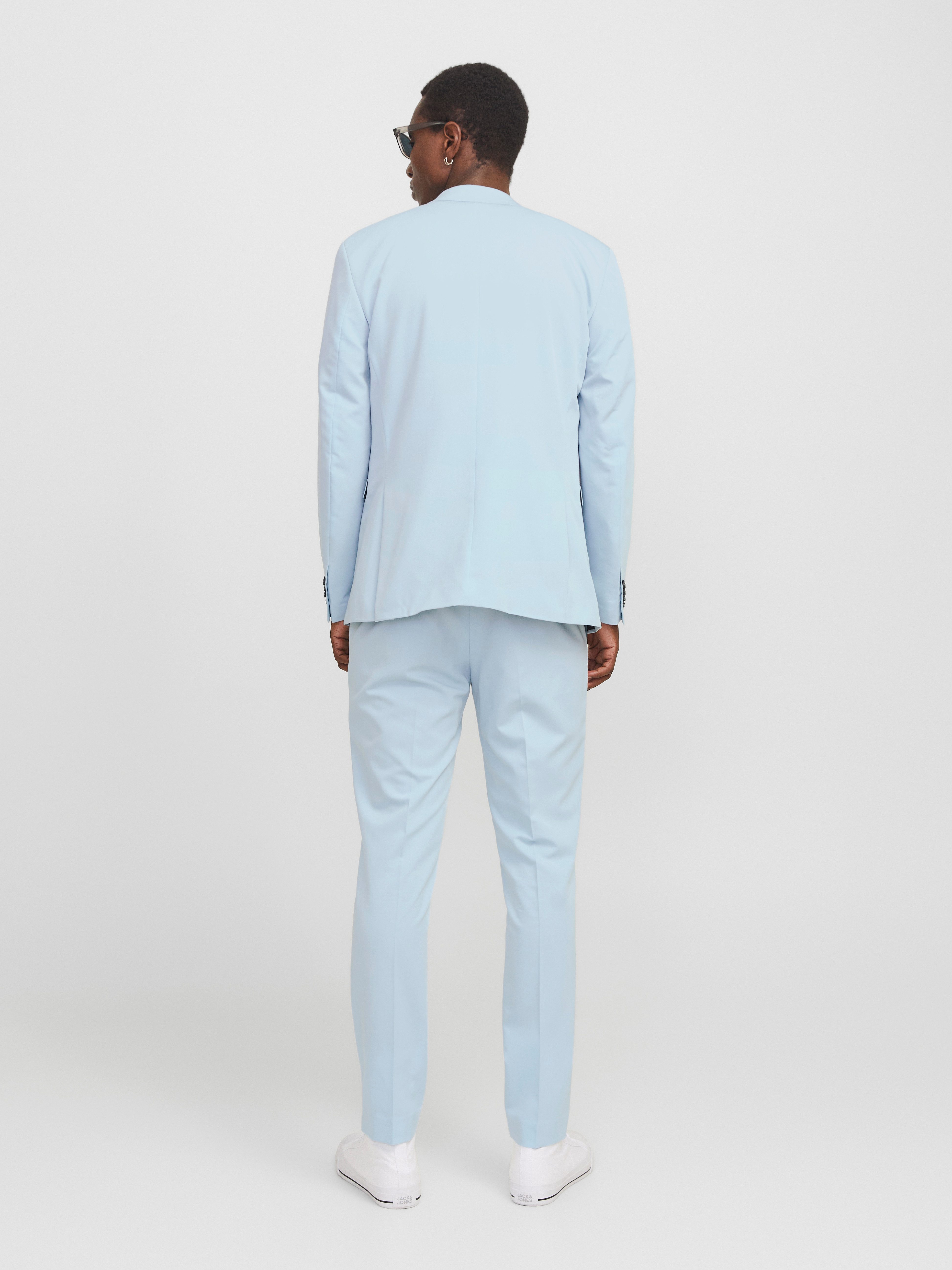 Jack & Jones Anzug JPRFRANCO Extra schmal, pflegeleicht, stilvoll mit fallendem Revers Materialmix aus Polyester, Viskose und Elasthan